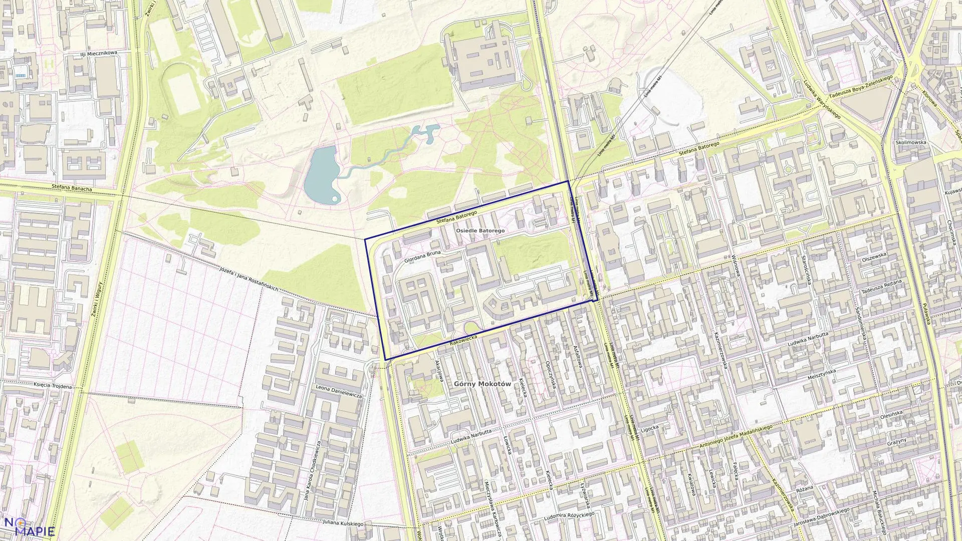 Mapa obrębu 0102 w mieście Warszawa