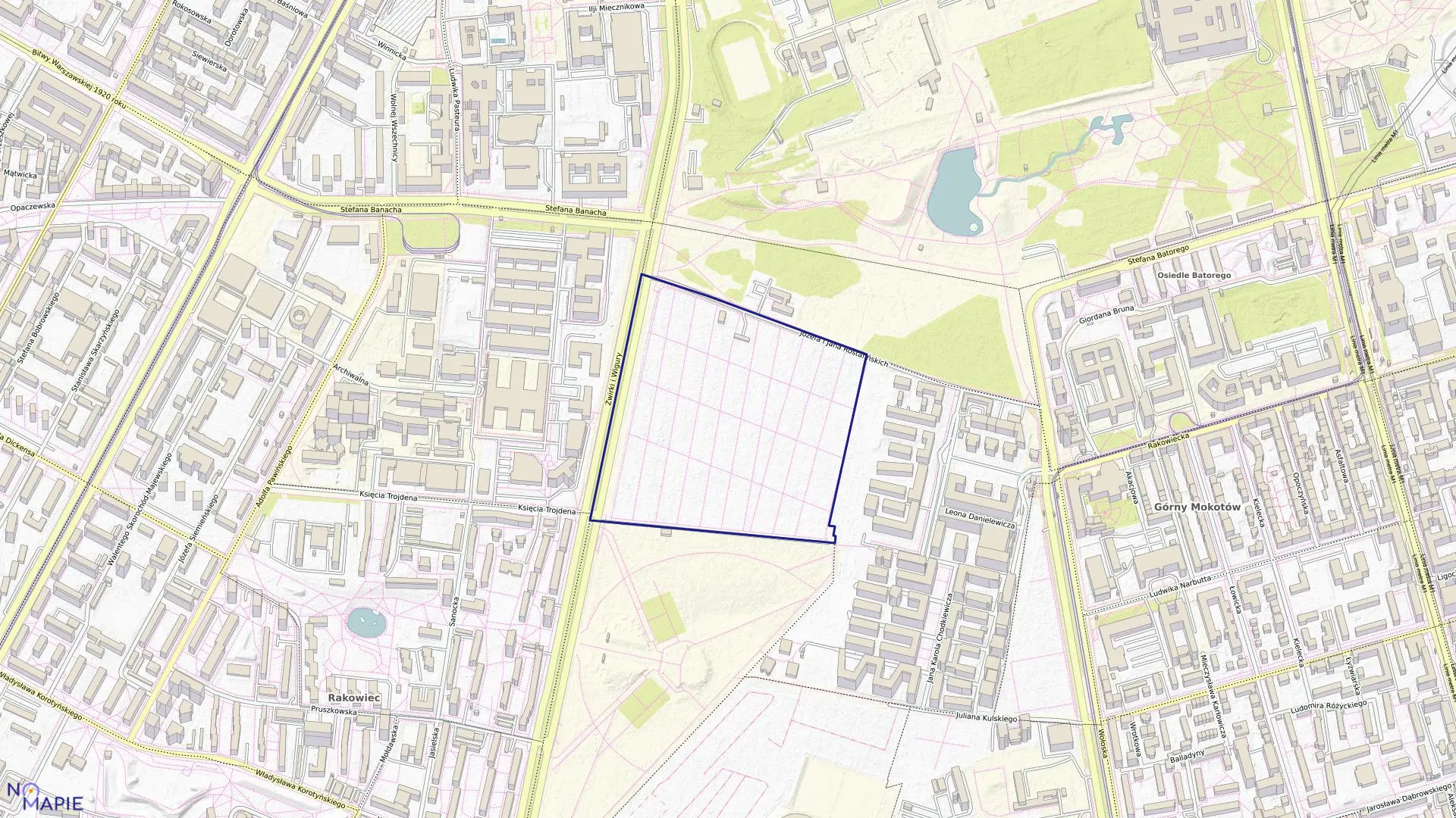 Mapa obrębu 0104 w mieście Warszawa