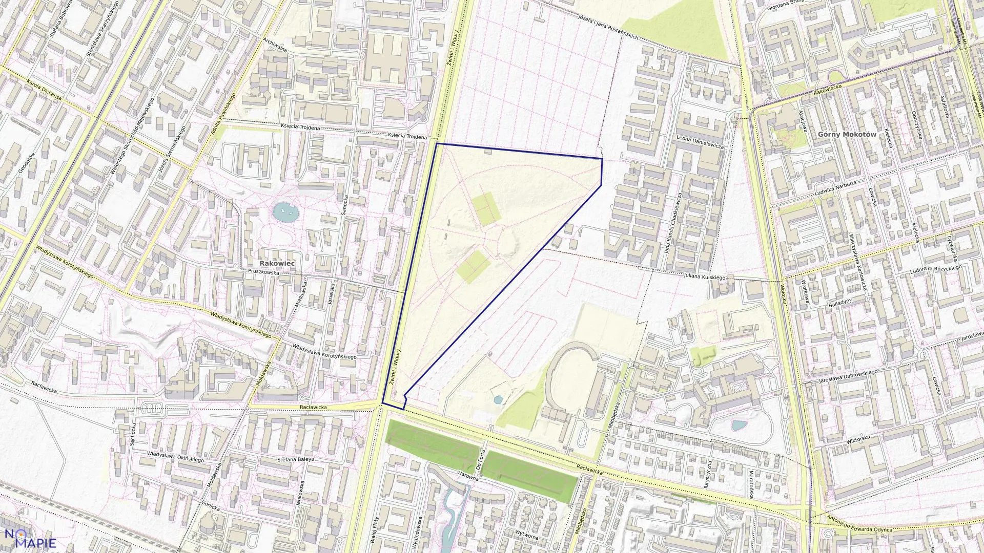 Mapa obrębu 0105 w mieście Warszawa