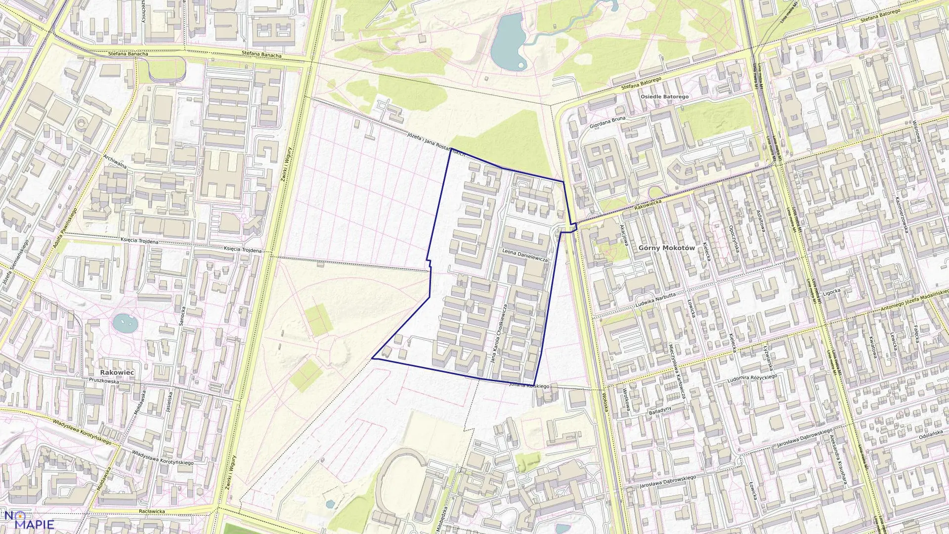 Mapa obrębu 0106 w mieście Warszawa