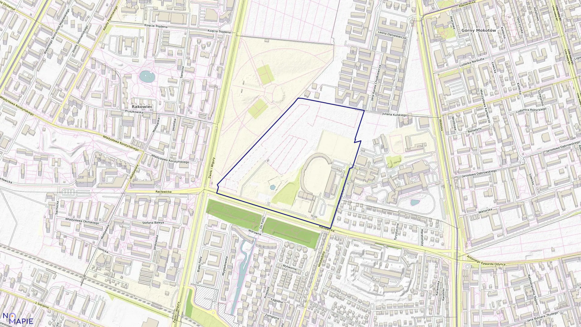 Mapa obrębu 0115 w mieście Warszawa