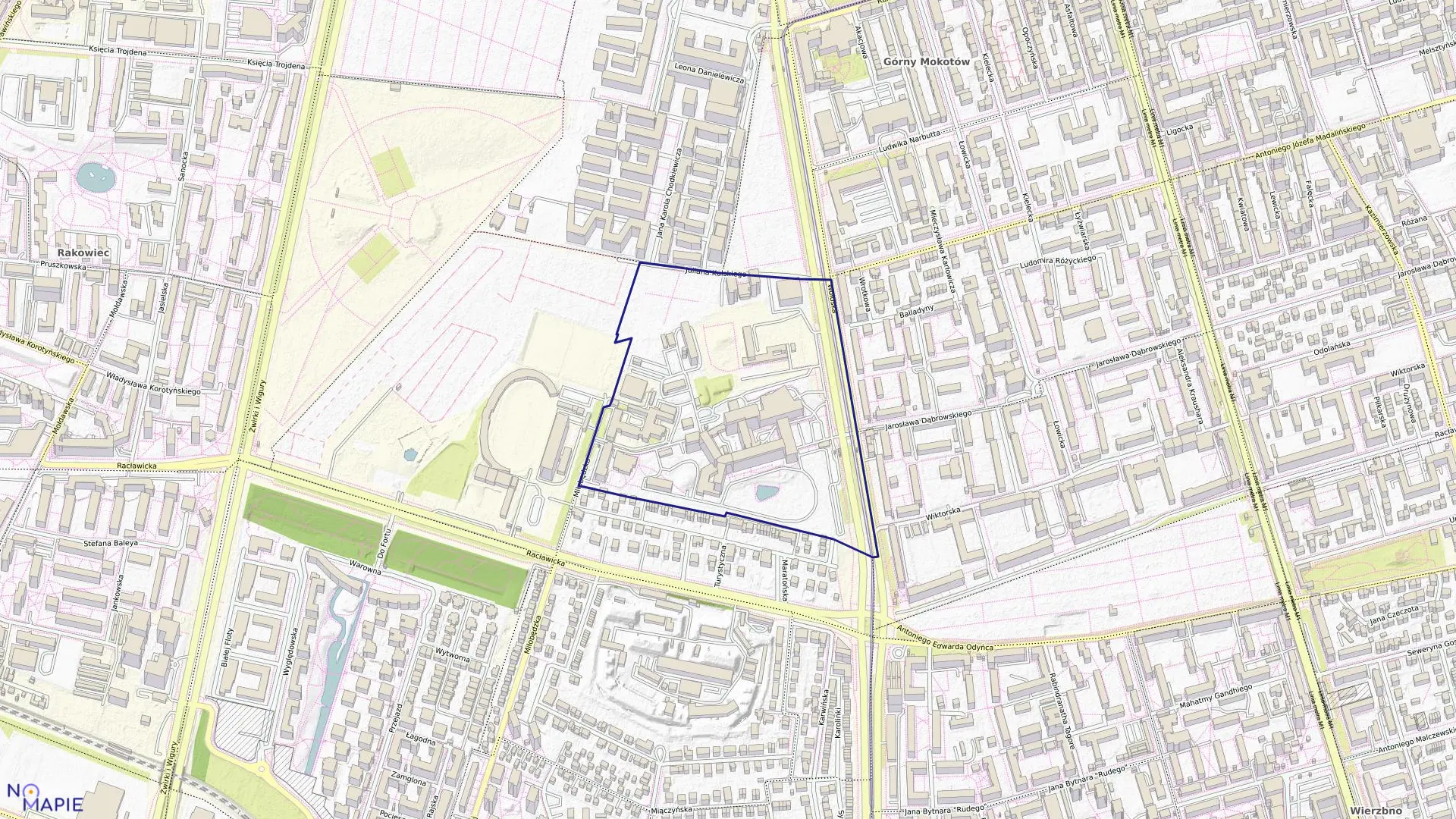 Mapa obrębu 0116 w mieście Warszawa