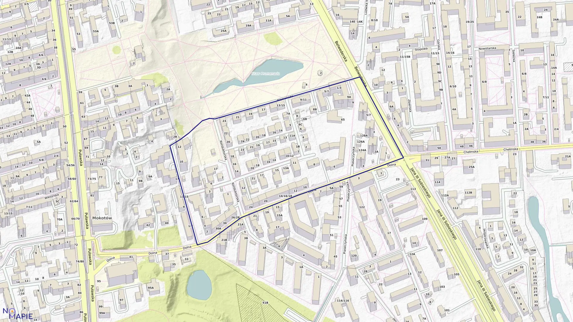 Mapa obrębu 0124 w mieście Warszawa