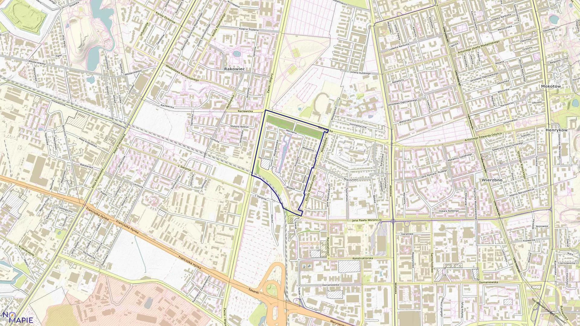 Mapa obrębu 0127 w mieście Warszawa