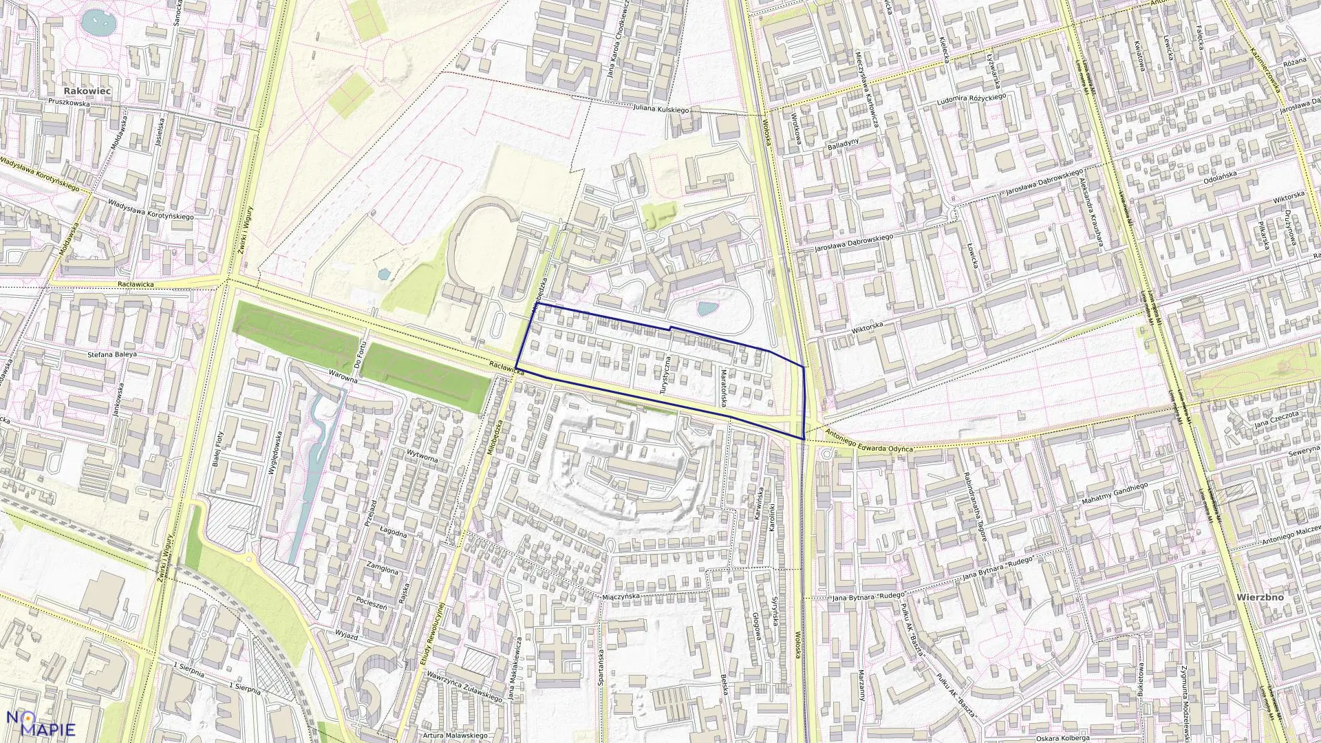 Mapa obrębu 0201 w mieście Warszawa