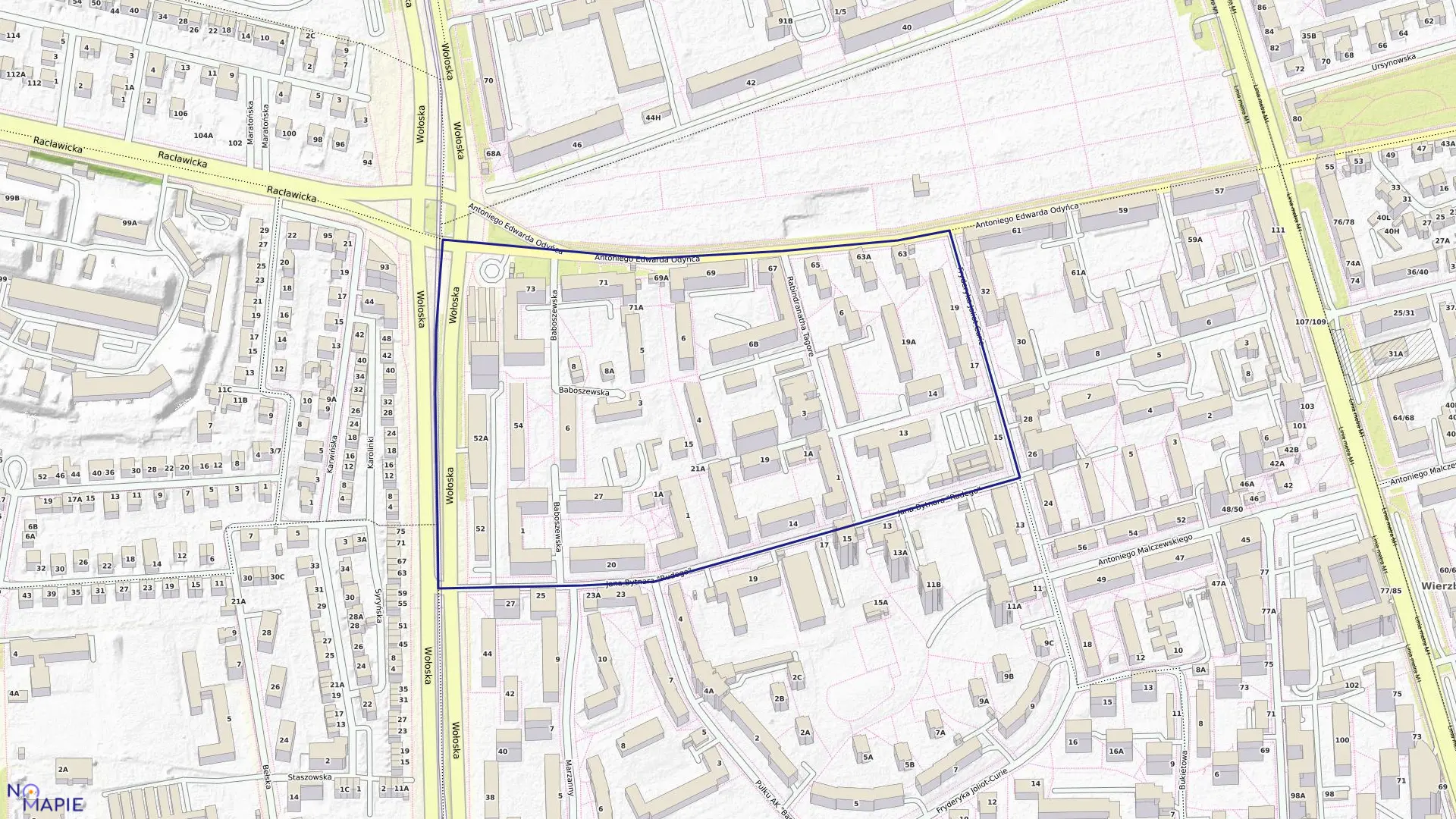 Mapa obrębu 0205 w mieście Warszawa