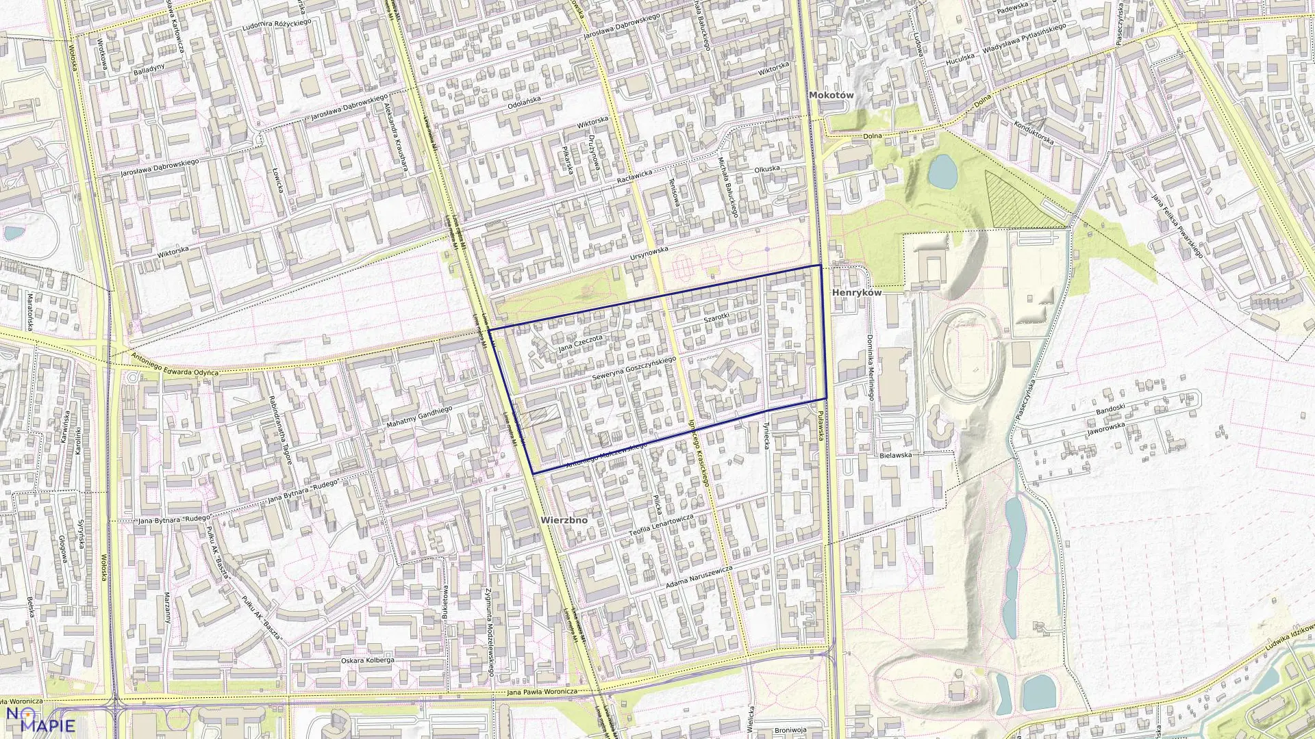 Mapa obrębu 0207 w mieście Warszawa