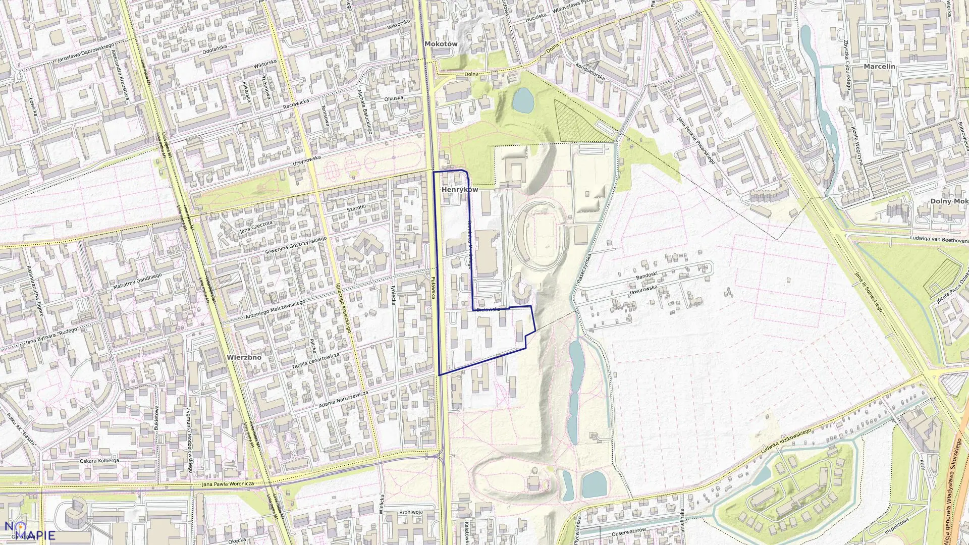 Mapa obrębu 0208 w mieście Warszawa