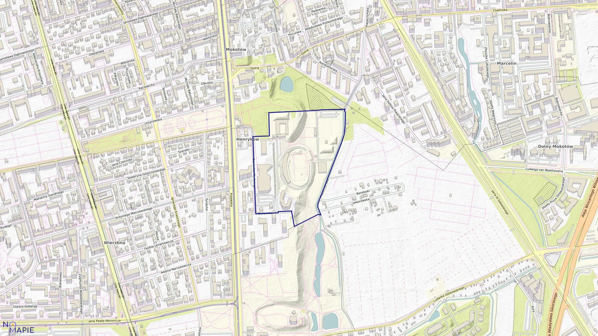 Mapa obrębu 0210 w mieście Warszawa