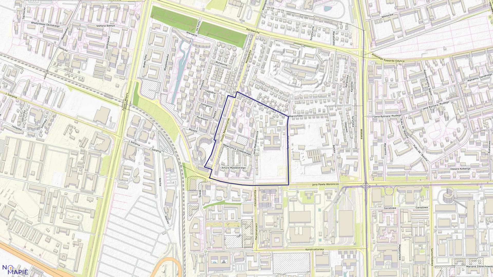 Mapa obrębu 0211 w mieście Warszawa