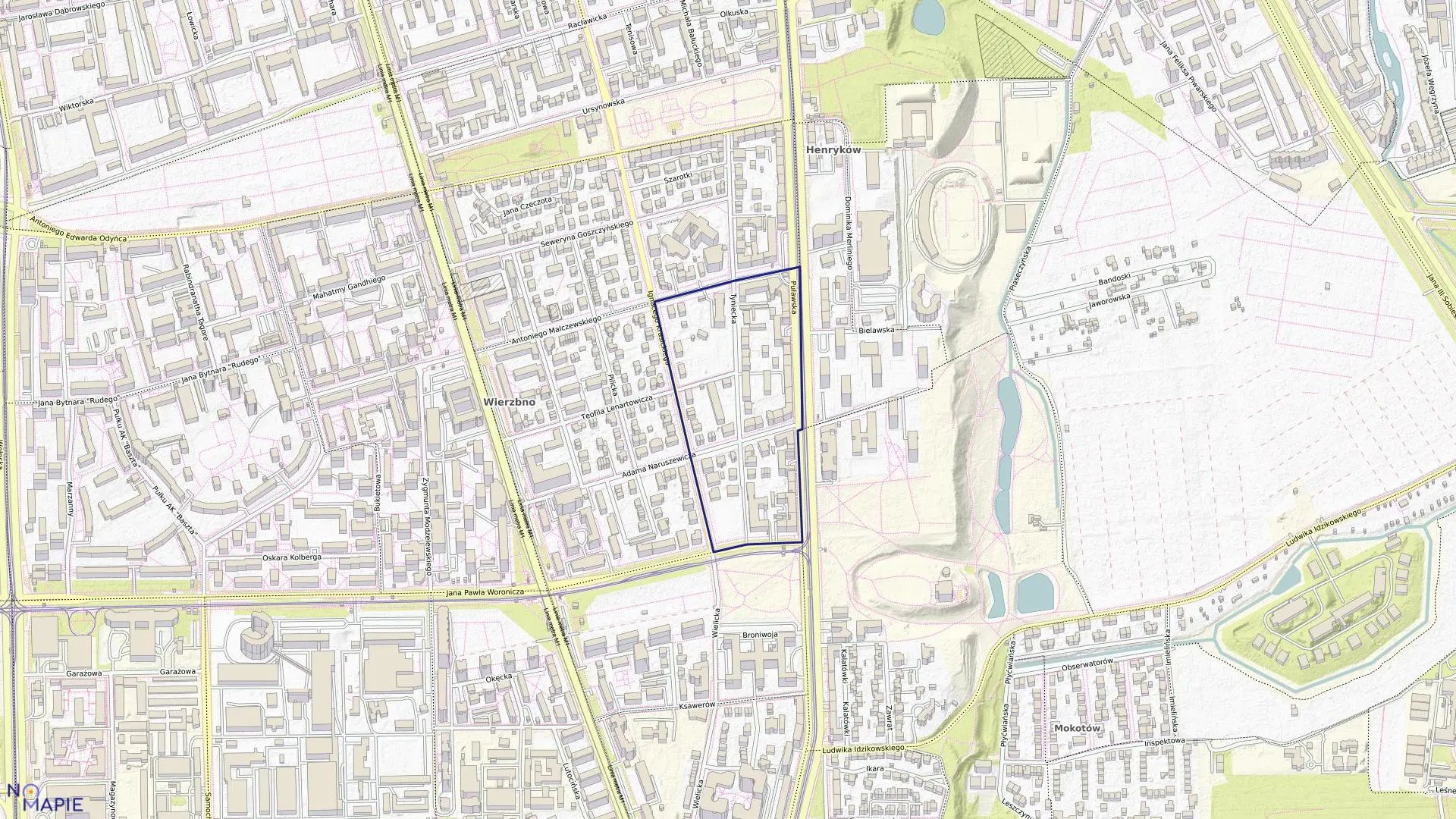 Mapa obrębu 0215 w mieście Warszawa