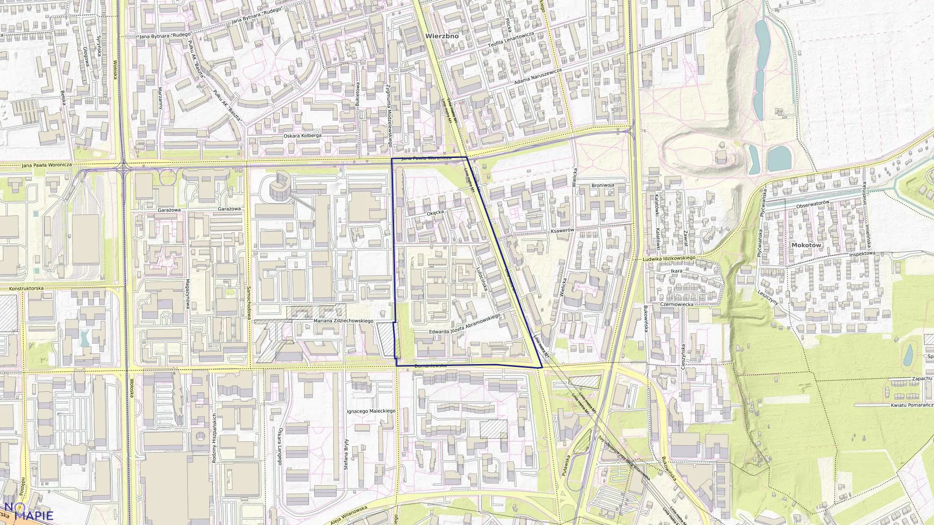 Mapa obrębu 0216 w mieście Warszawa