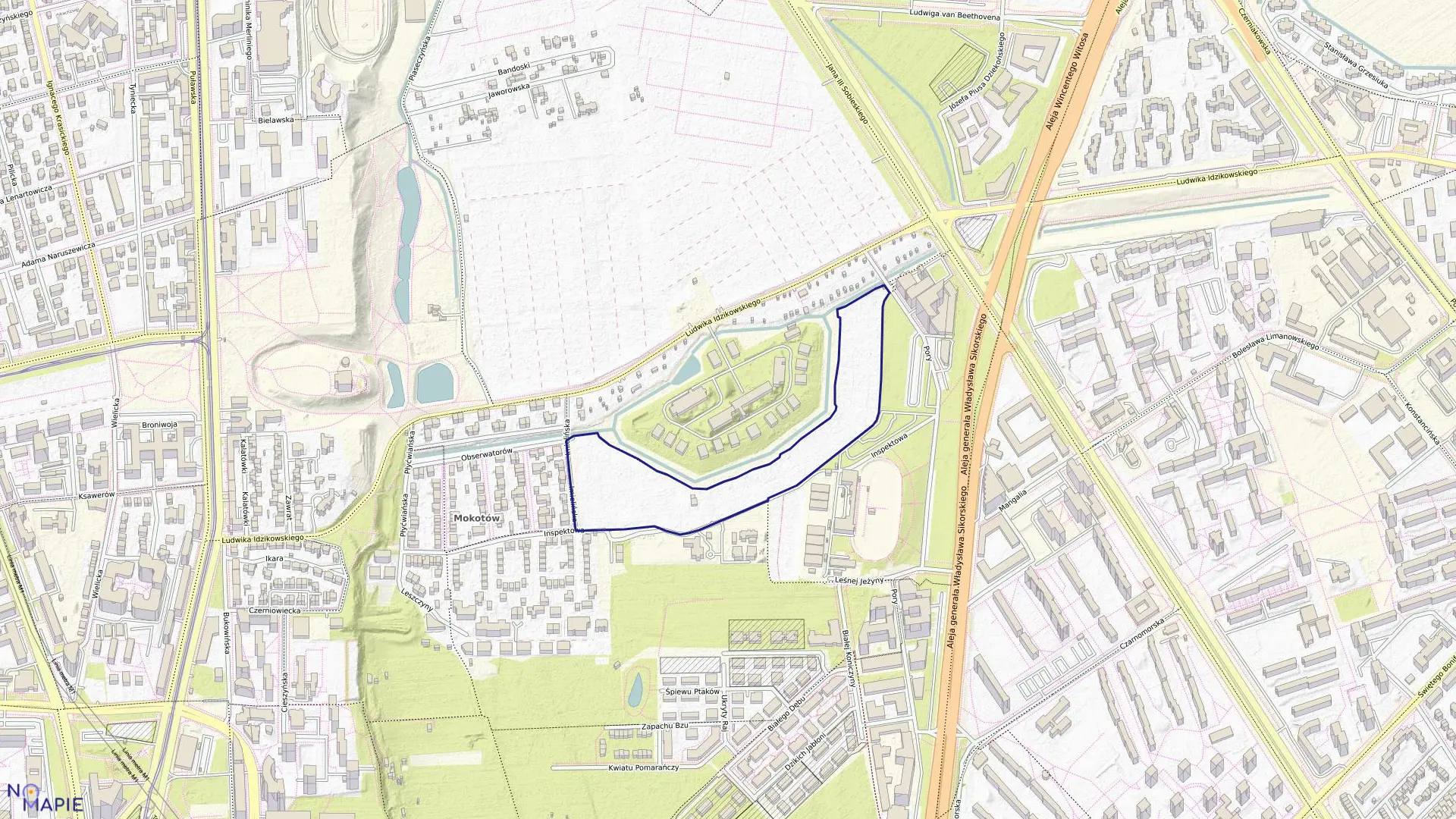 Mapa obrębu 0222 w mieście Warszawa