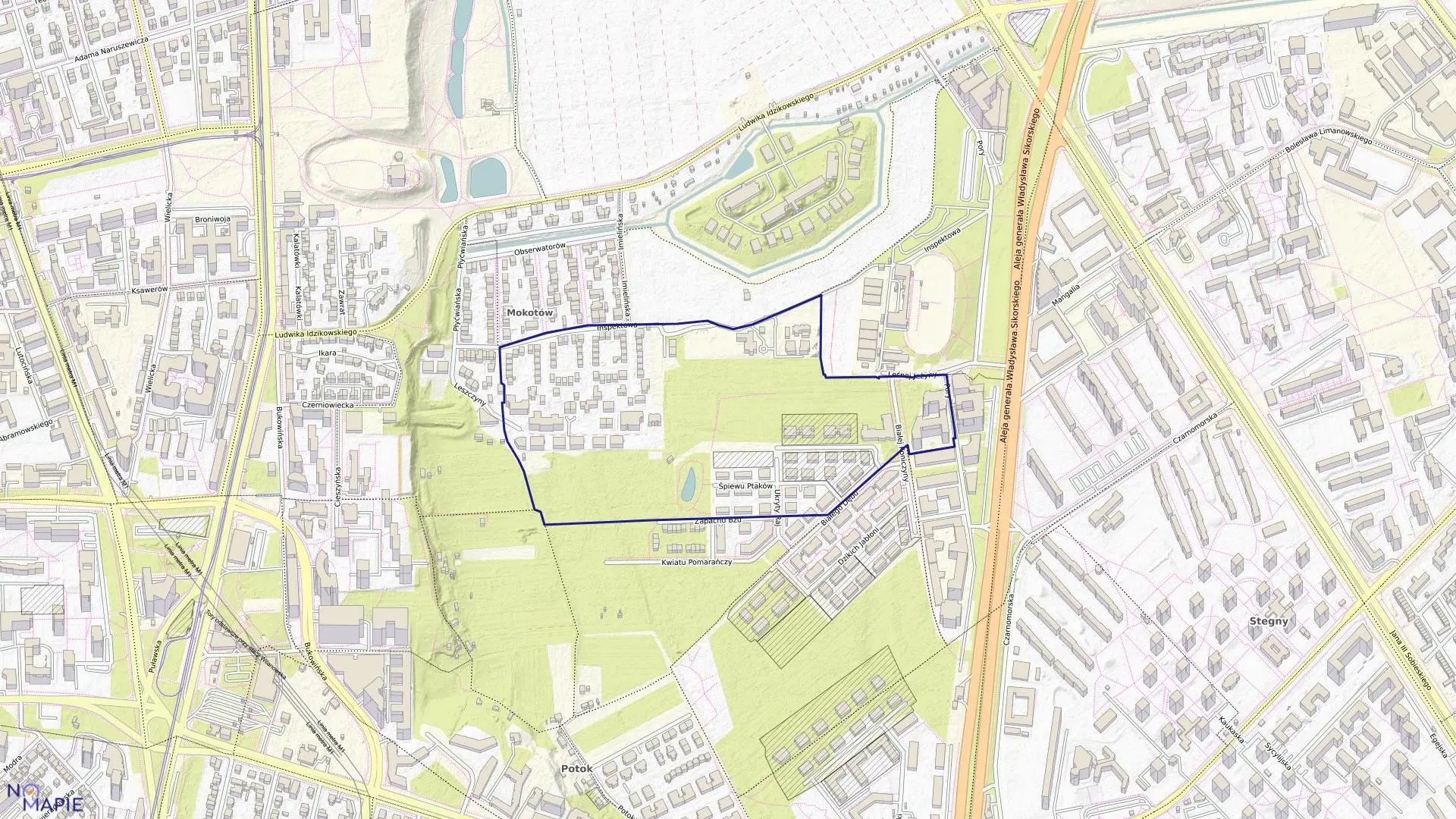 Mapa obrębu 0228 w mieście Warszawa