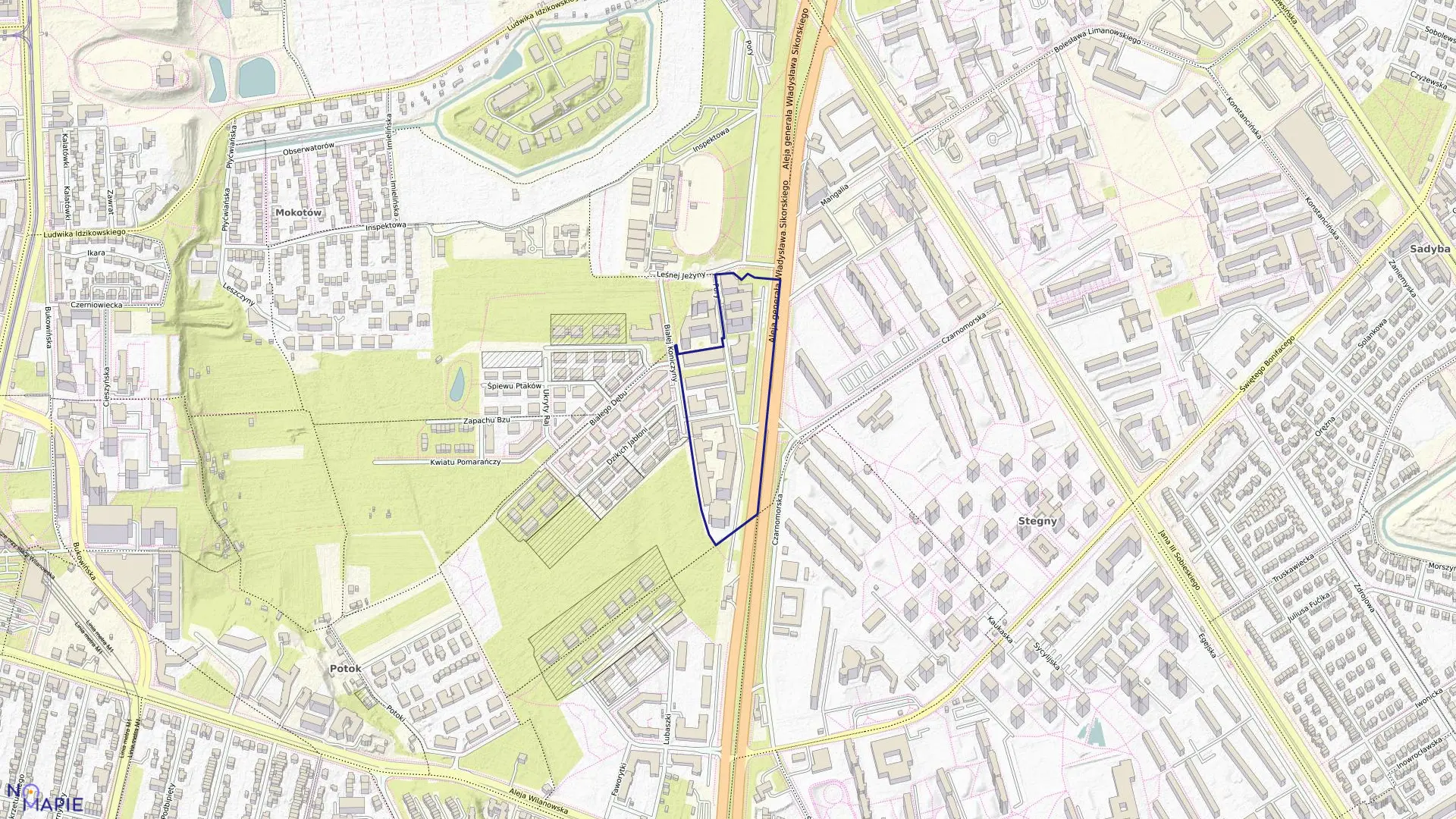 Mapa obrębu 0229 w mieście Warszawa