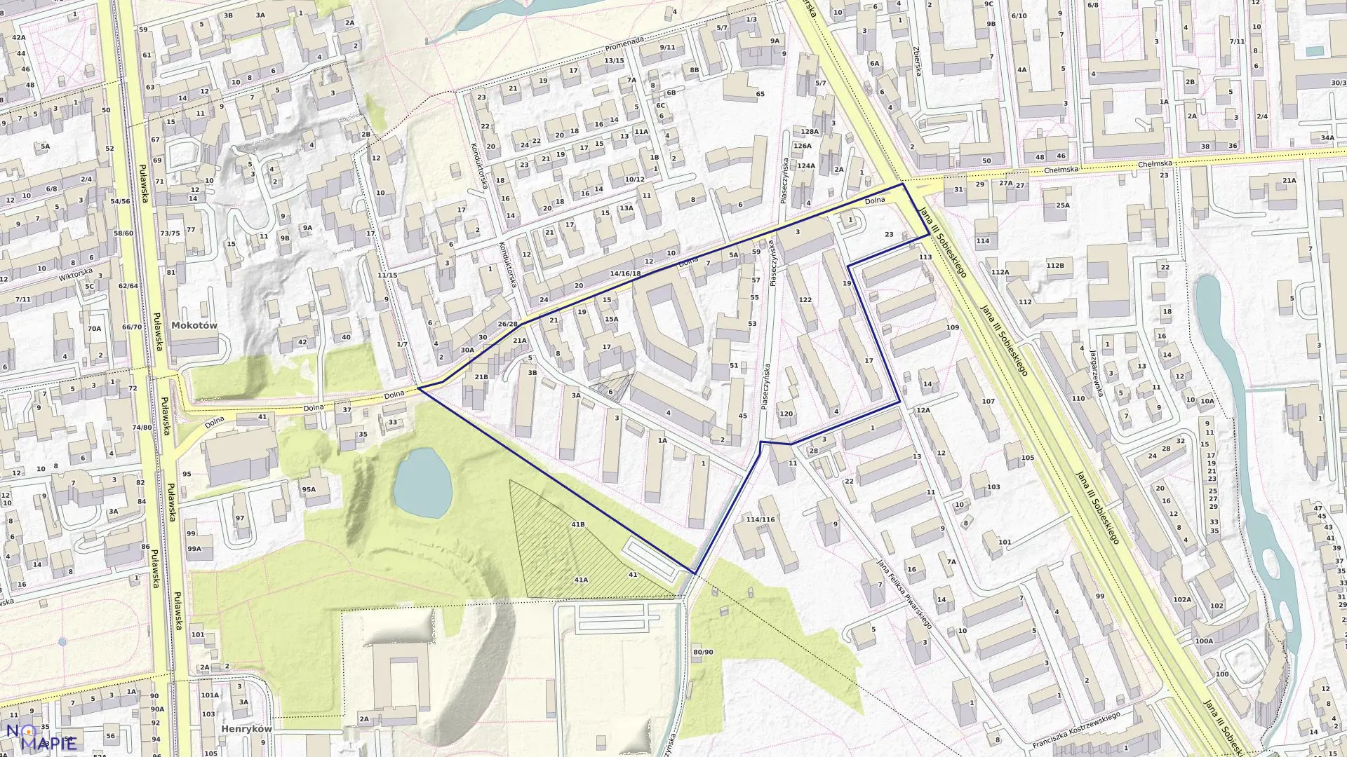 Mapa obrębu 0308 w mieście Warszawa