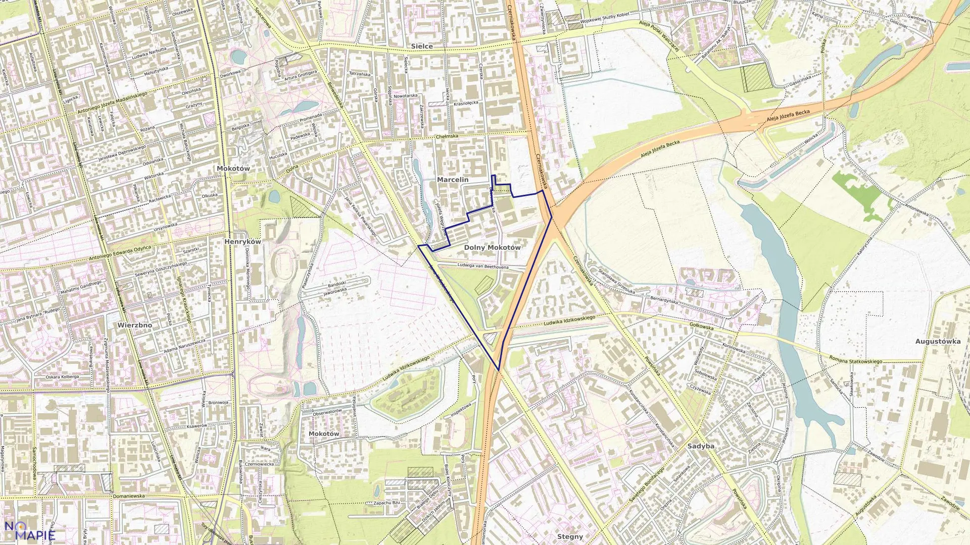 Mapa obrębu 0312 w mieście Warszawa