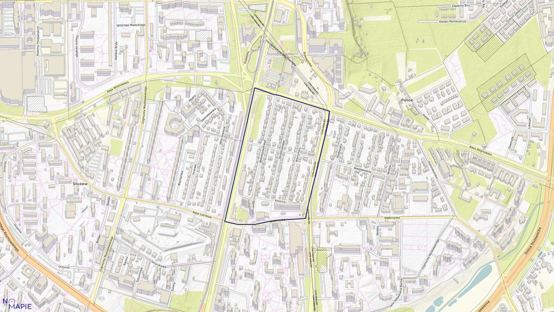 Mapa obrębu 0407 w mieście Warszawa