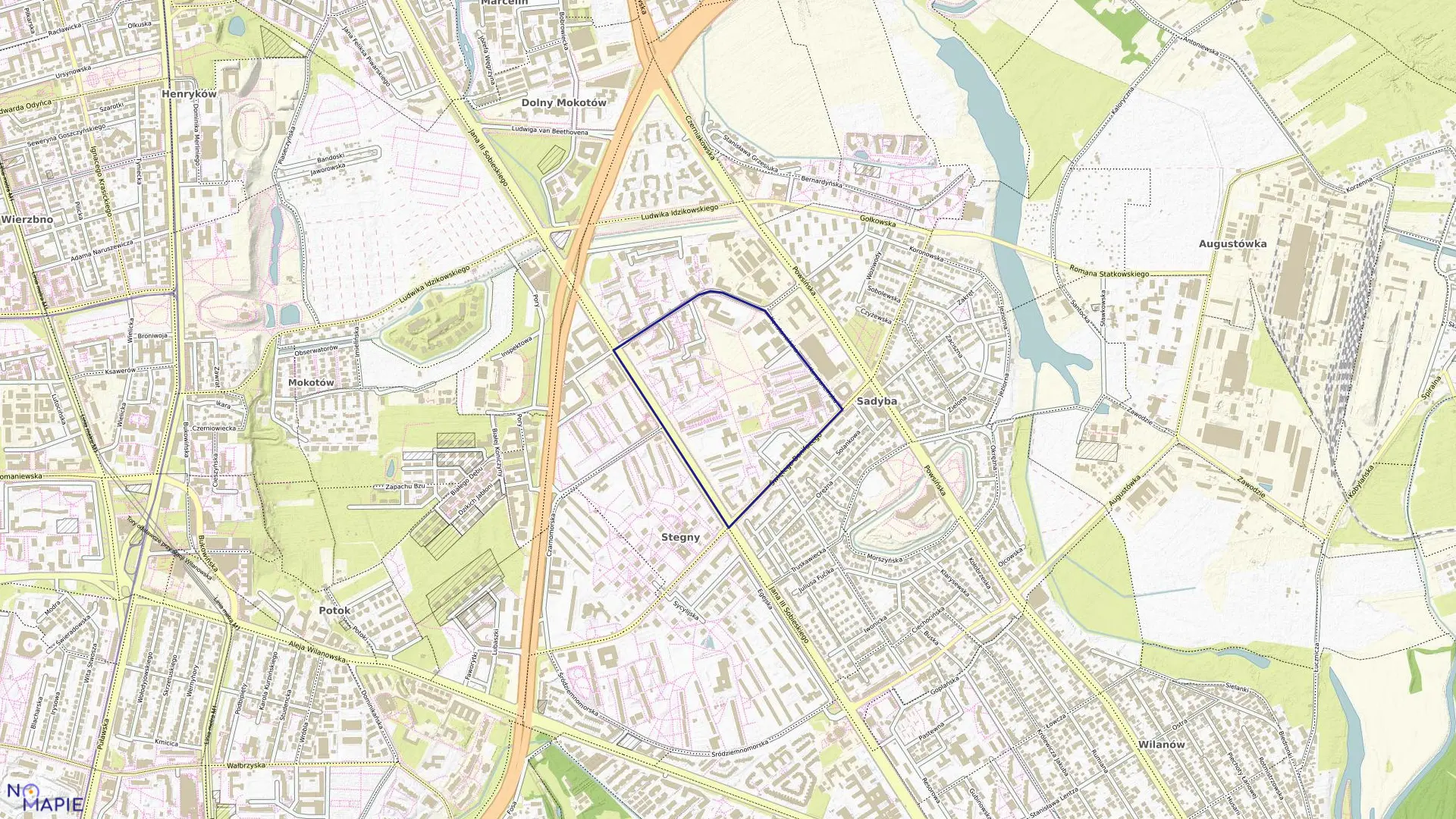 Mapa obrębu 0516 w mieście Warszawa