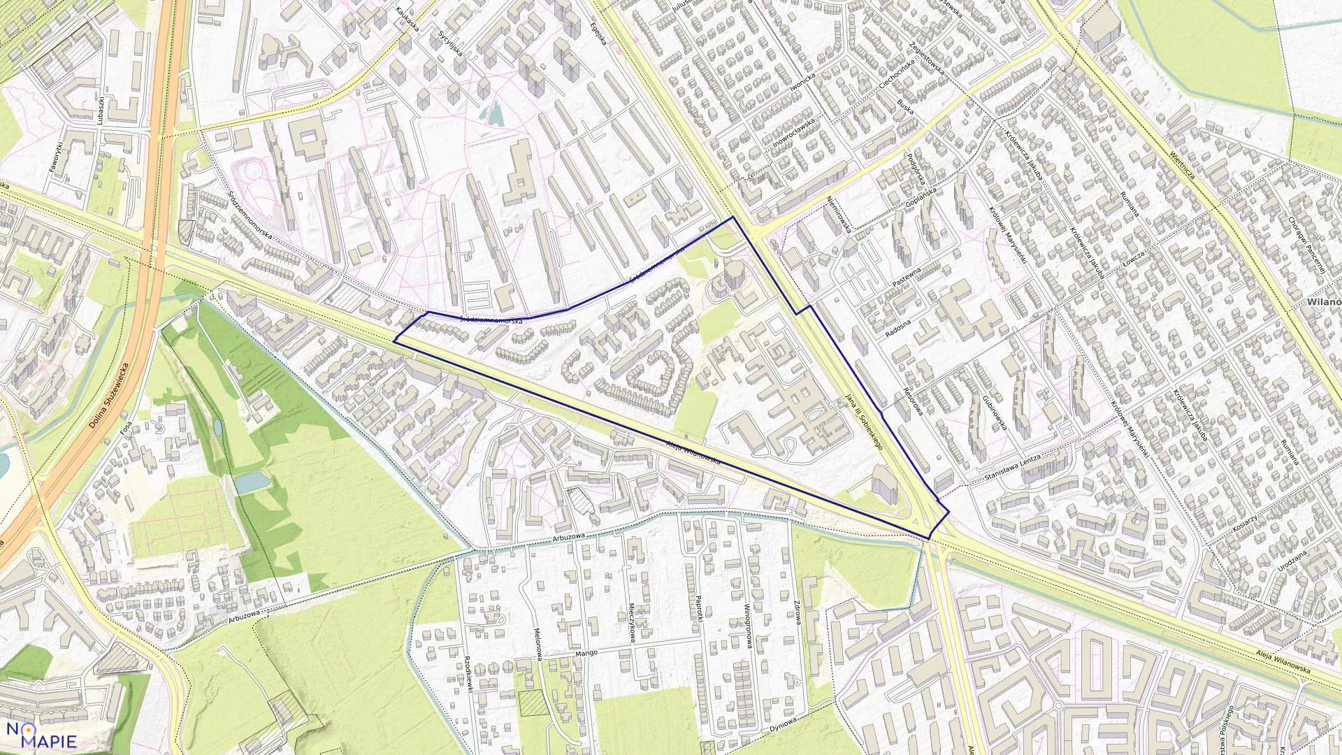 Mapa obrębu 0536 w mieście Warszawa