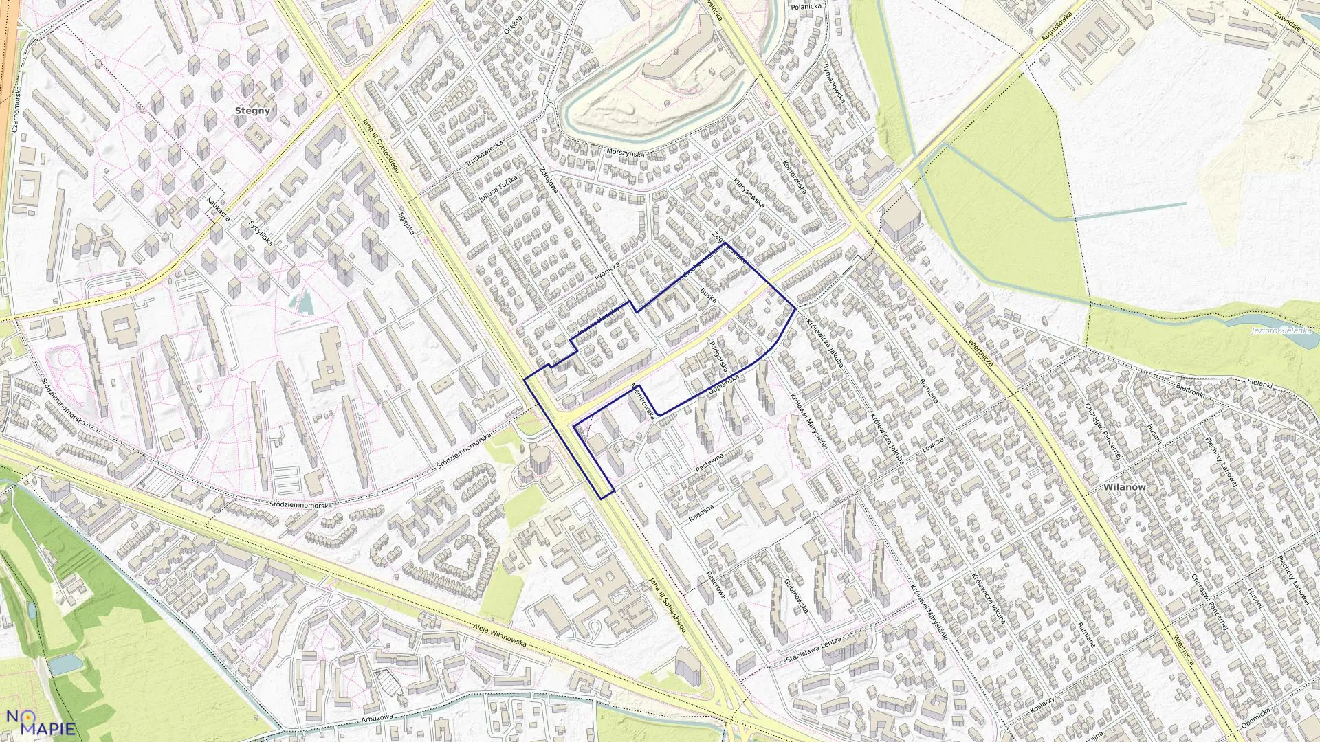 Mapa obrębu 0537 w mieście Warszawa