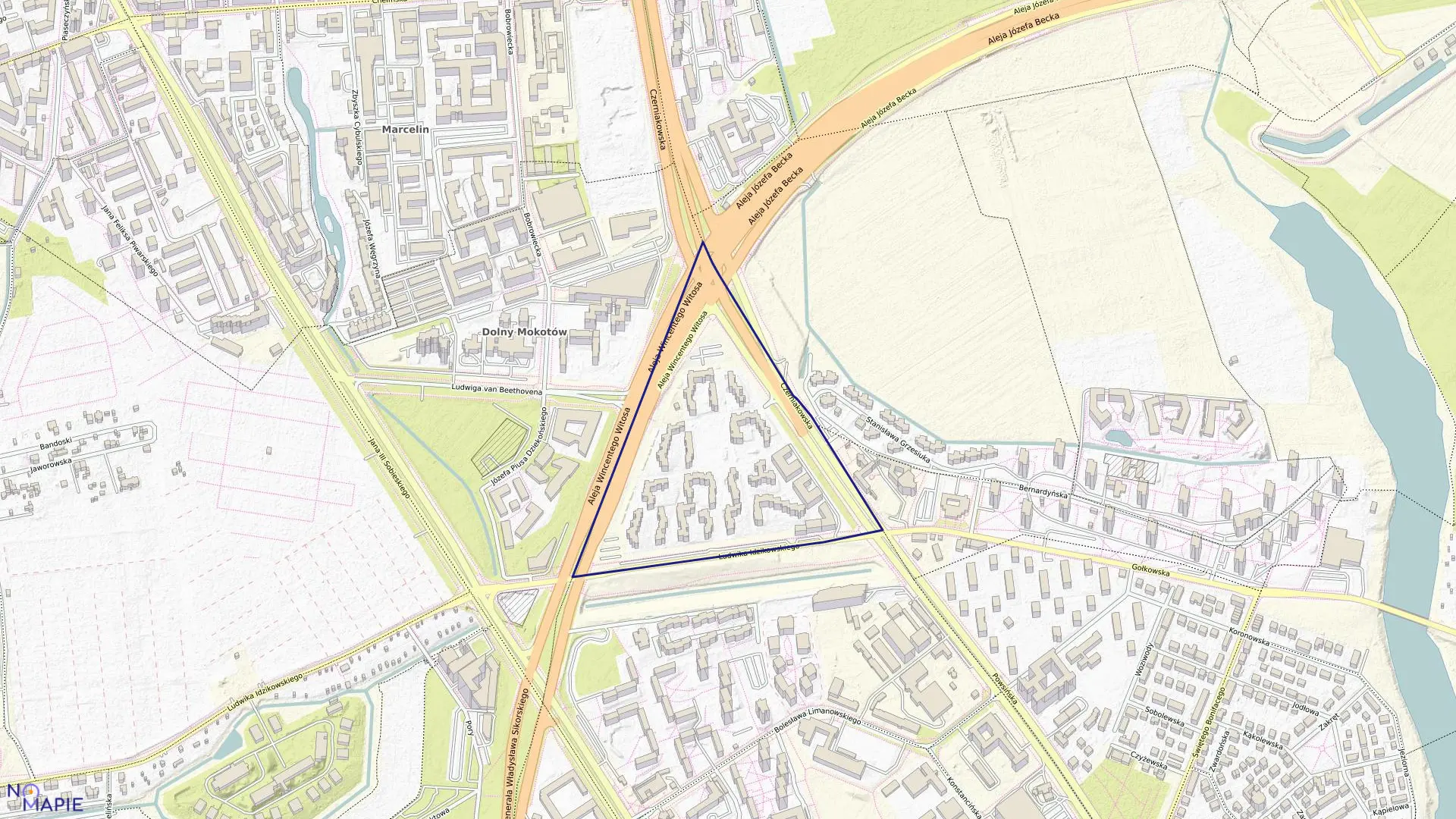 Mapa obrębu 0557 w mieście Warszawa