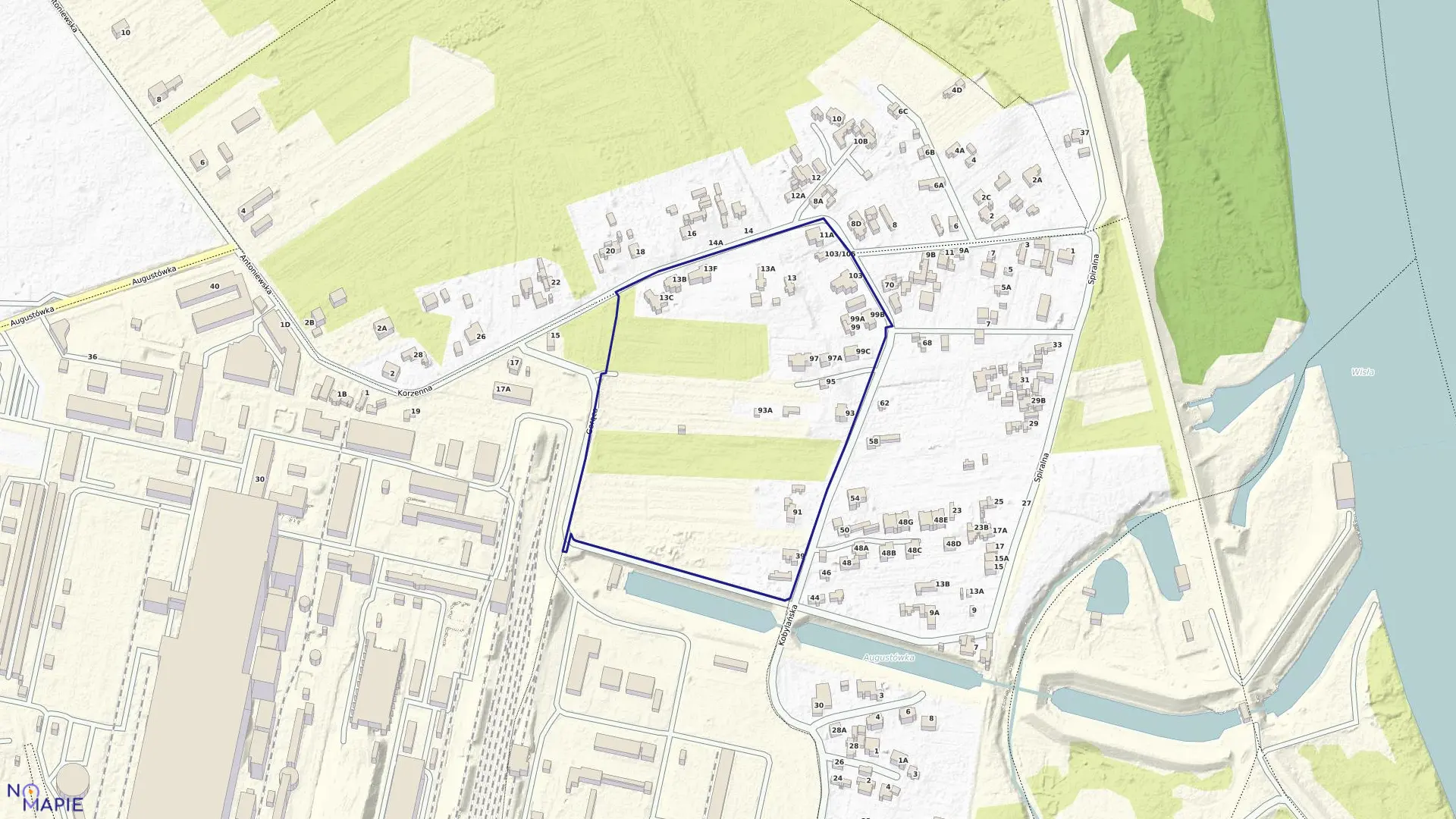 Mapa obrębu 0558 w mieście Warszawa