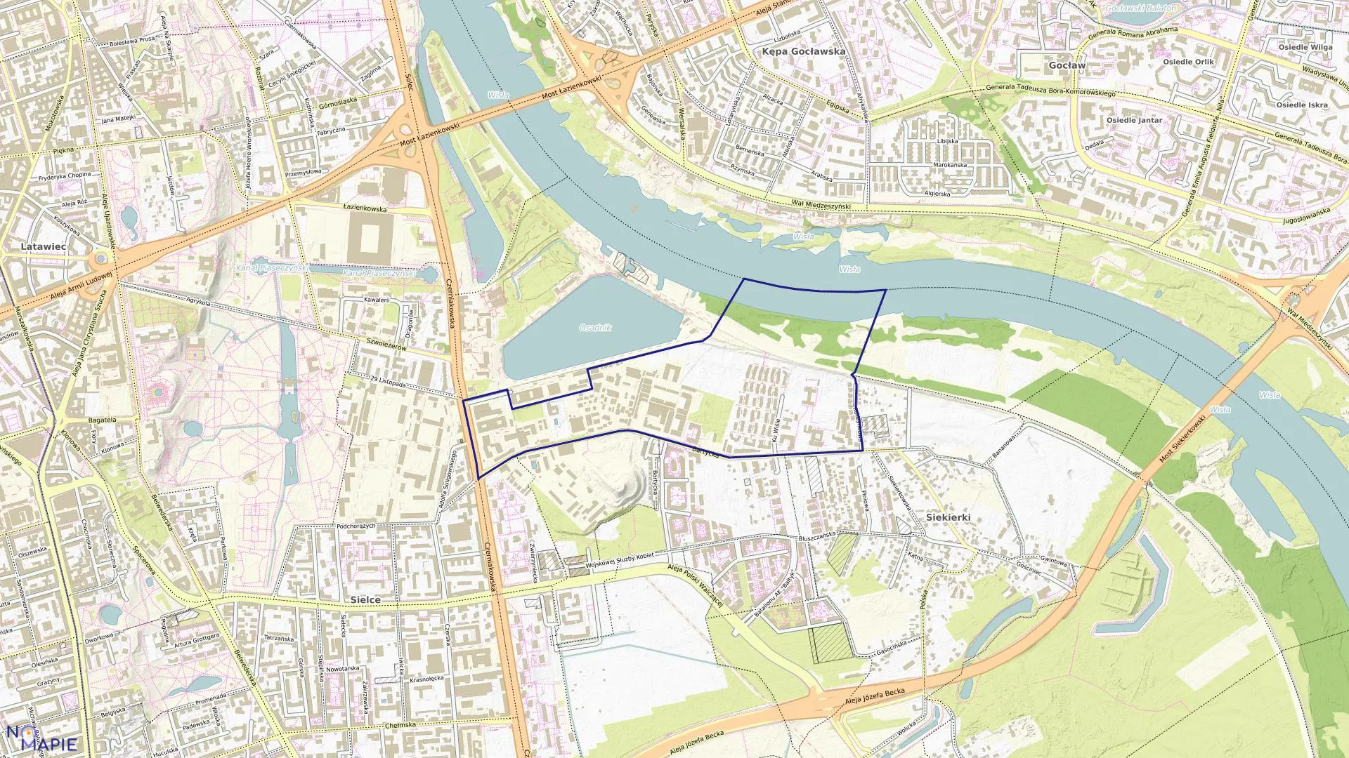 Mapa obrębu 0701 w mieście Warszawa