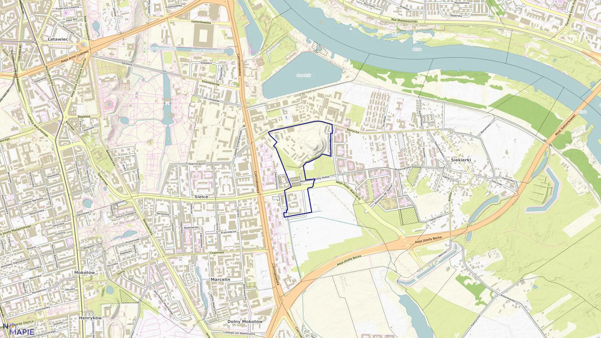 Mapa obrębu 0705 w mieście Warszawa