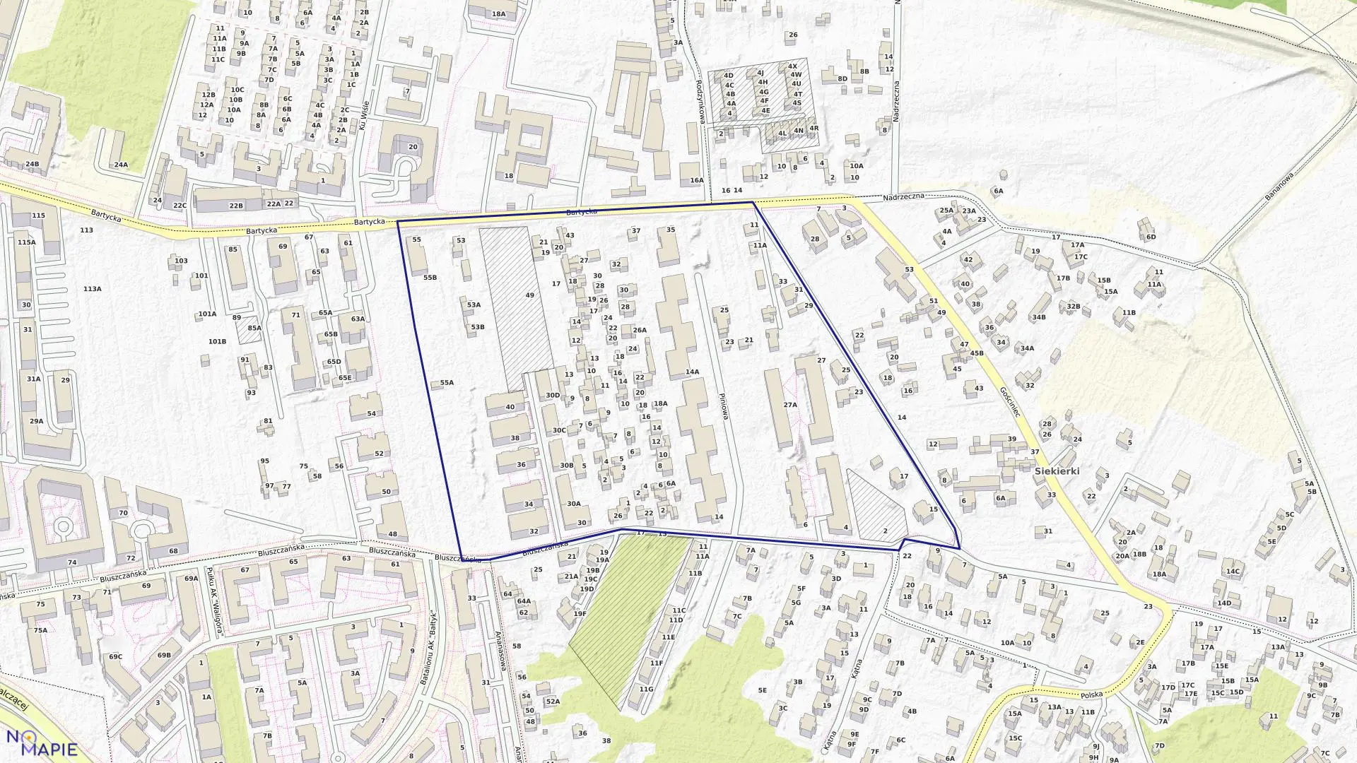 Mapa obrębu 0707 w mieście Warszawa