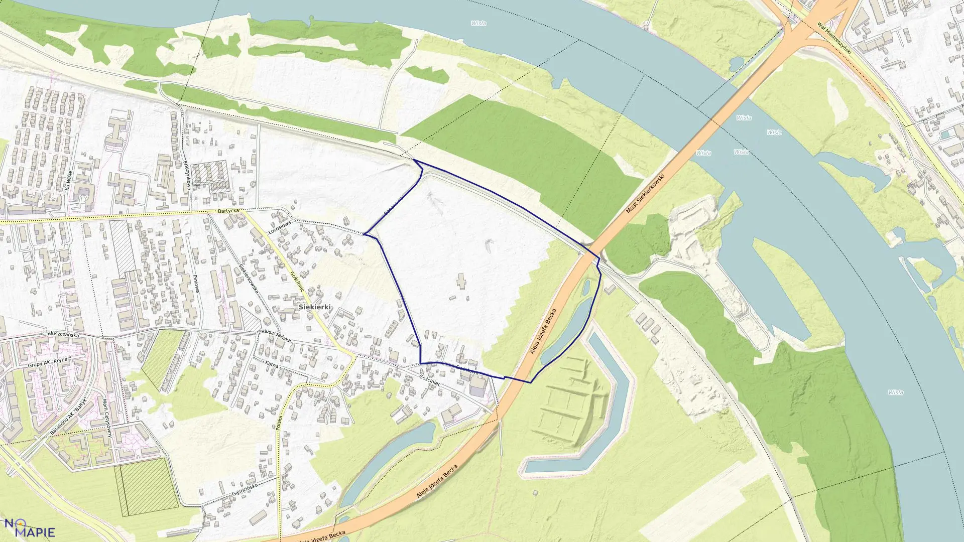 Mapa obrębu 0709 w mieście Warszawa