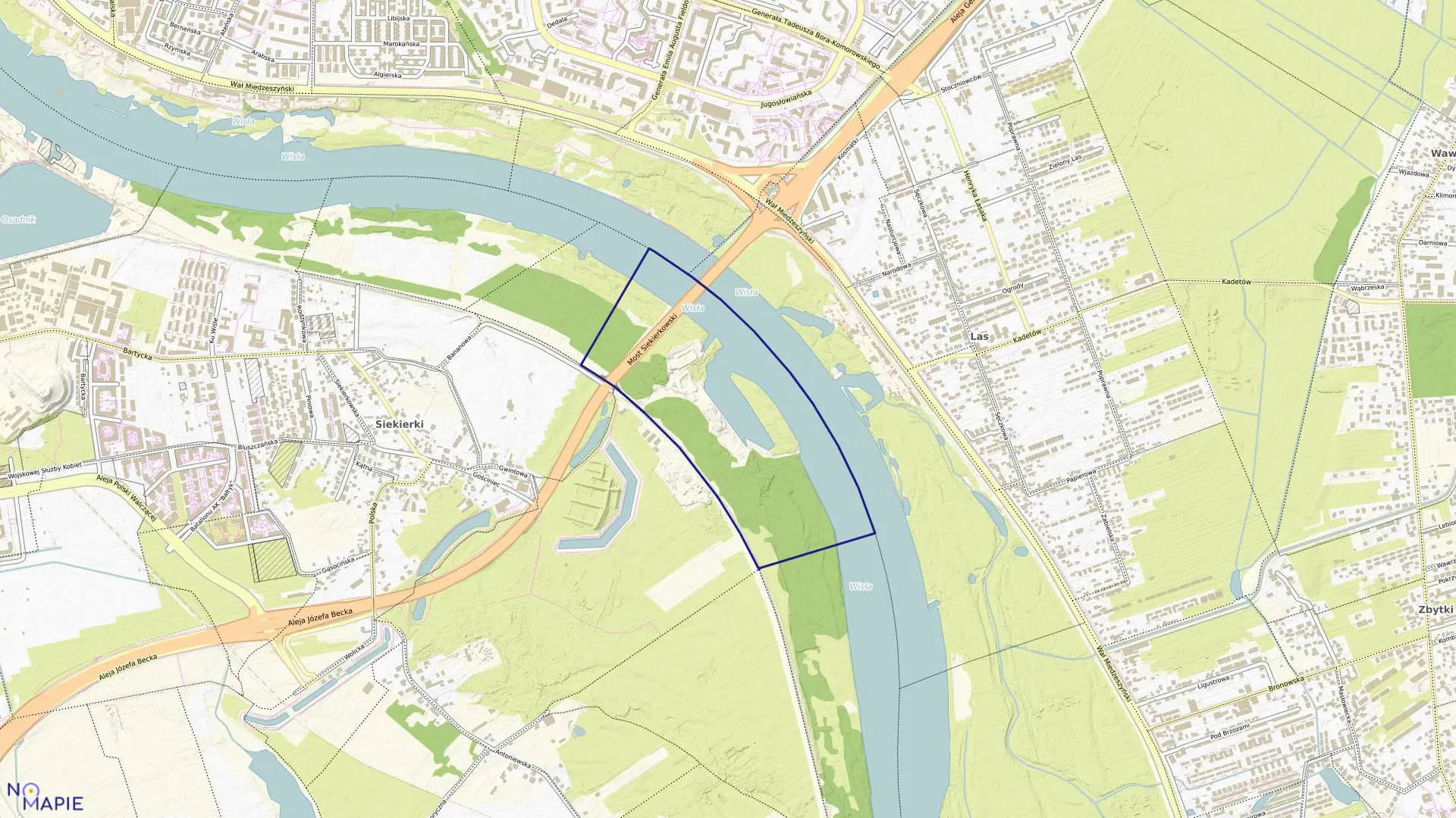 Mapa obrębu 0710 w mieście Warszawa