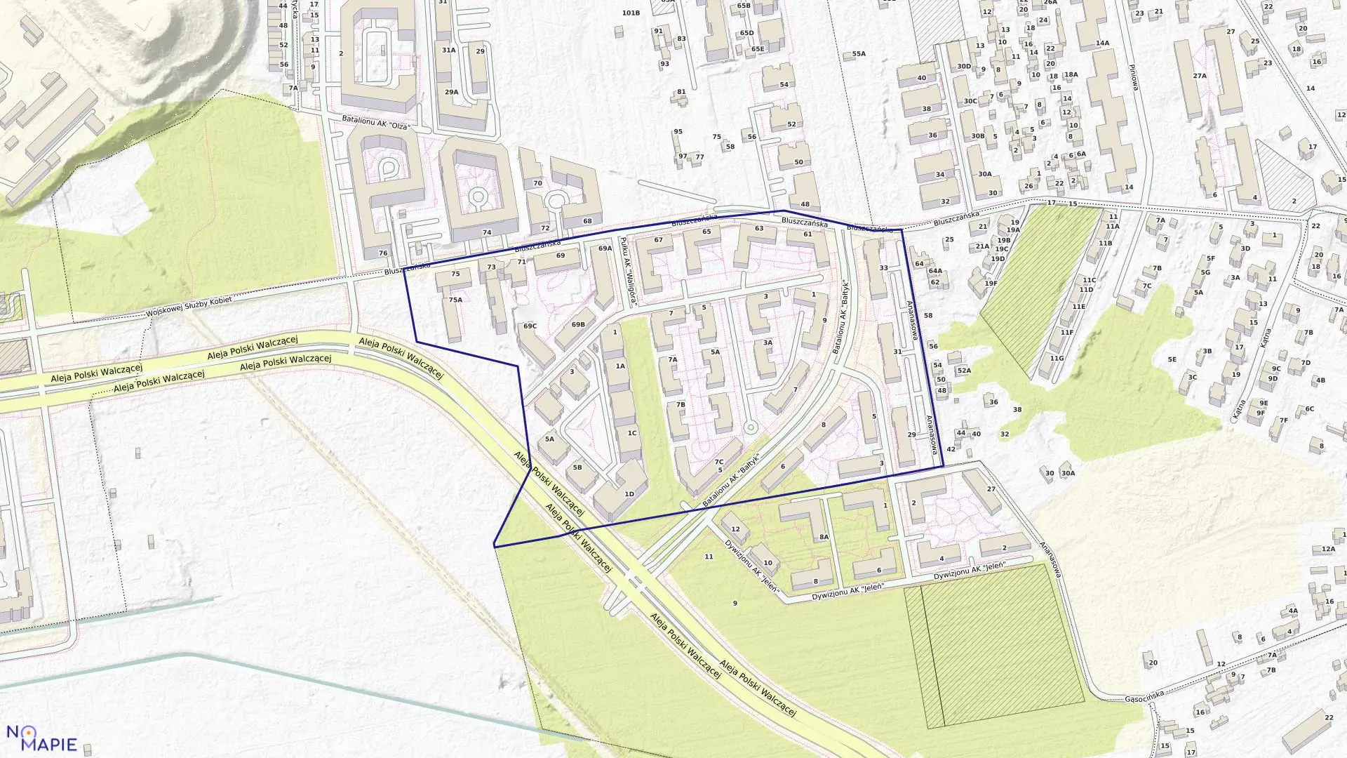 Mapa obrębu 0711 w mieście Warszawa