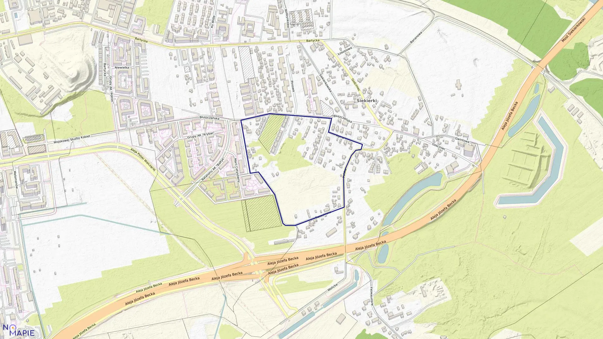 Mapa obrębu 0712 w mieście Warszawa