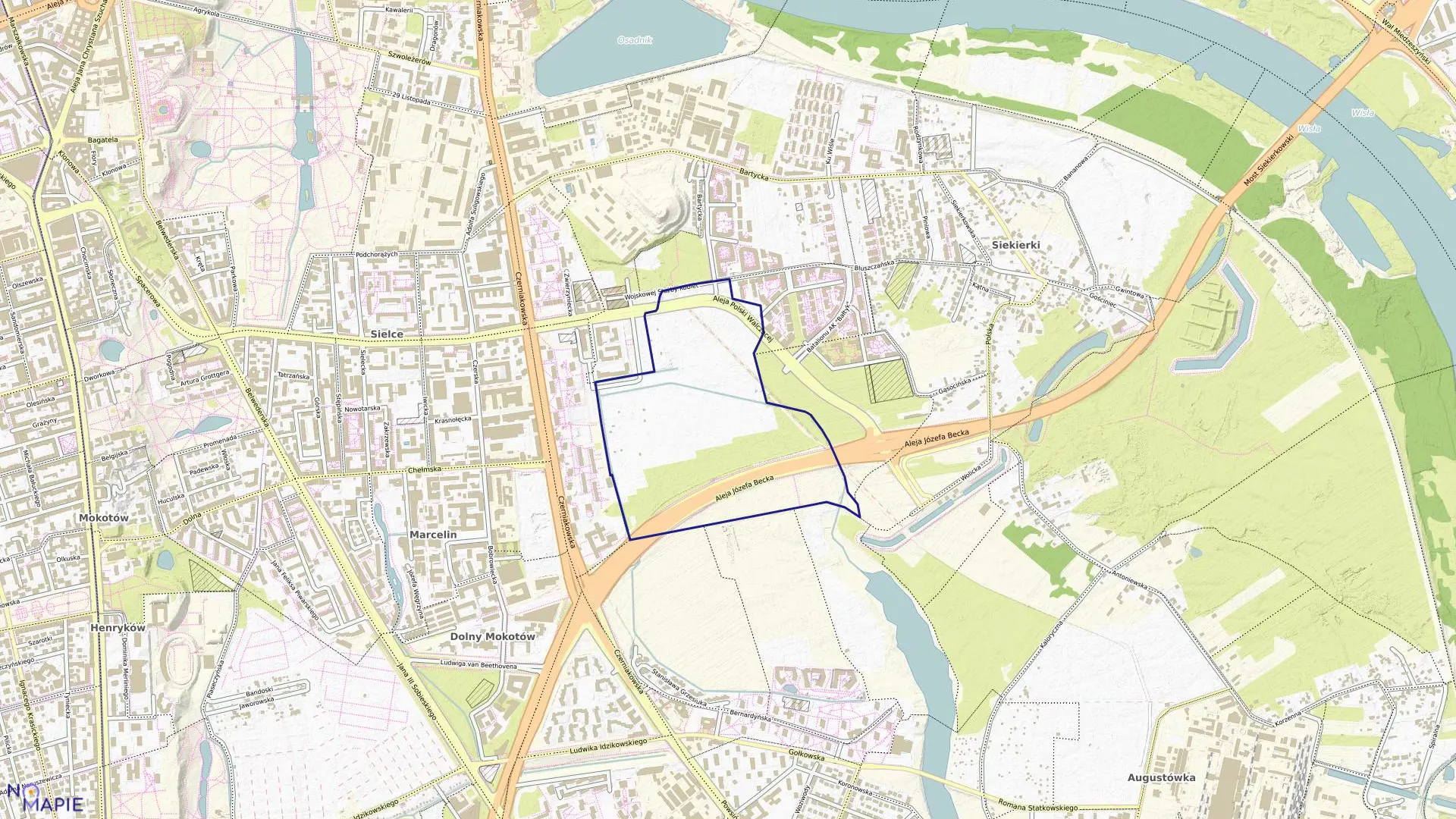 Mapa obrębu 0714 w mieście Warszawa