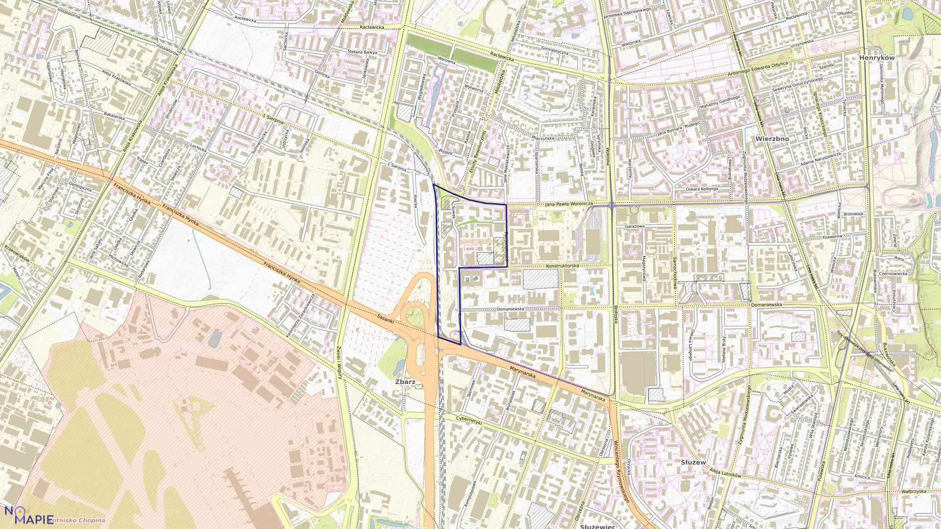 Mapa obrębu 0801 w mieście Warszawa