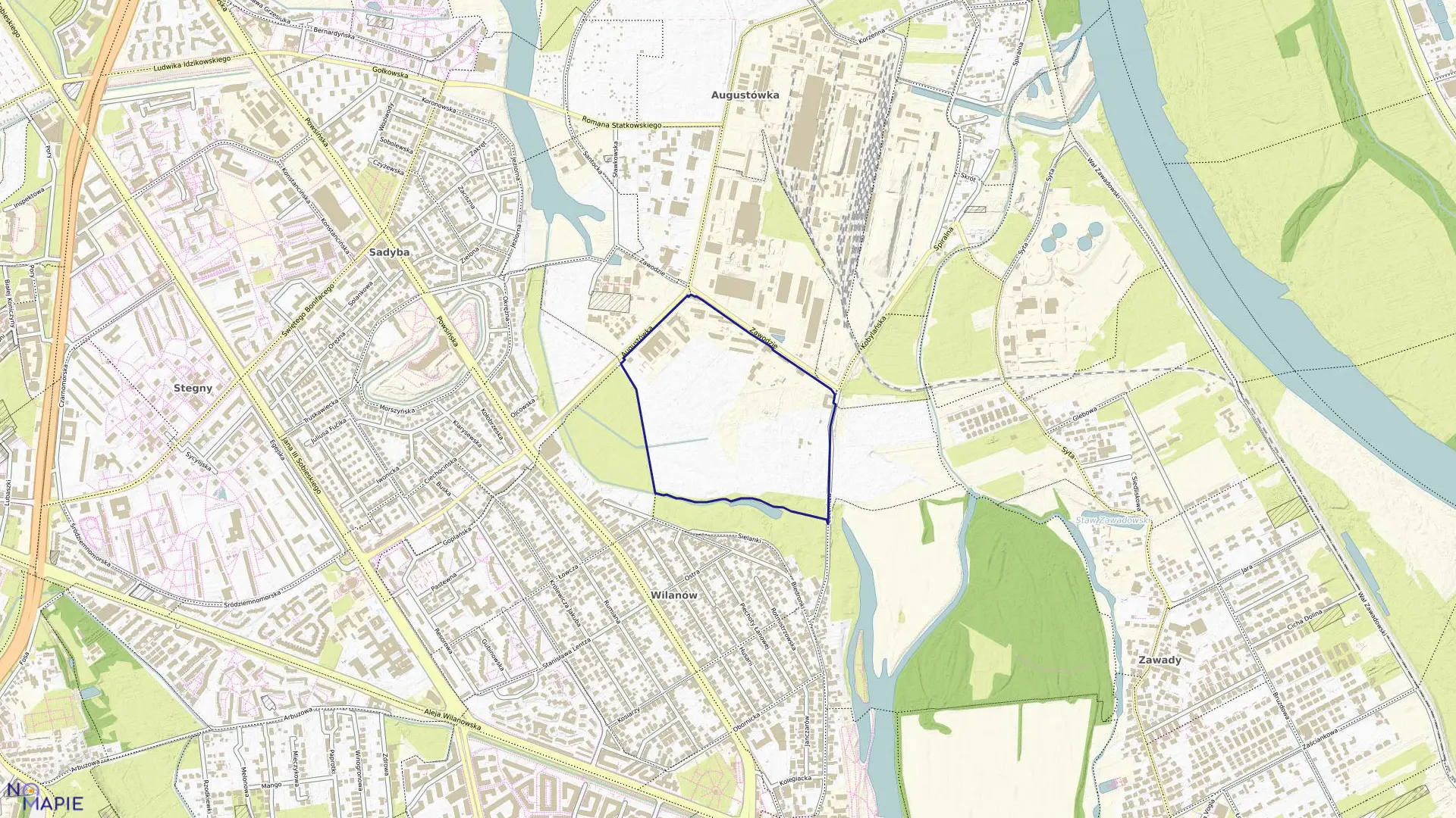 Mapa obrębu 1-05-34 w mieście Warszawa