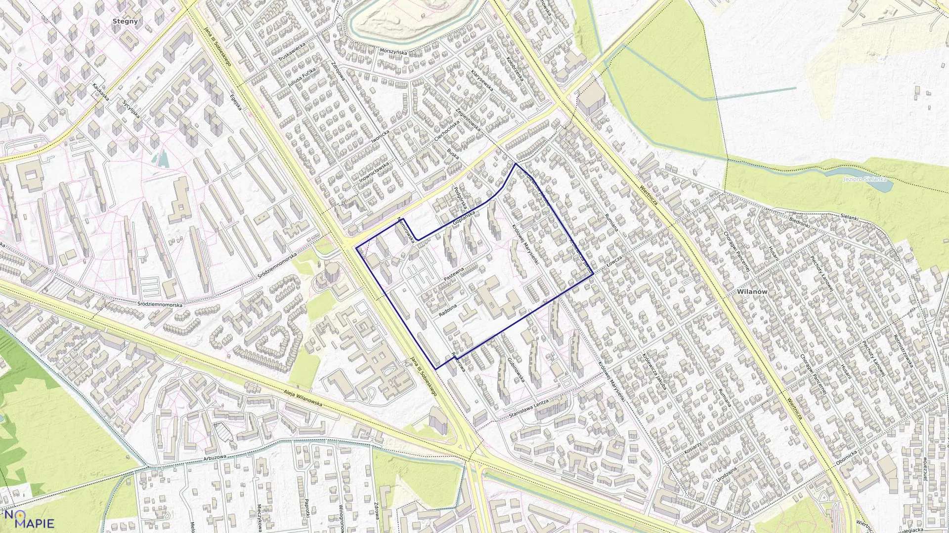 Mapa obrębu 1-05-38 w mieście Warszawa