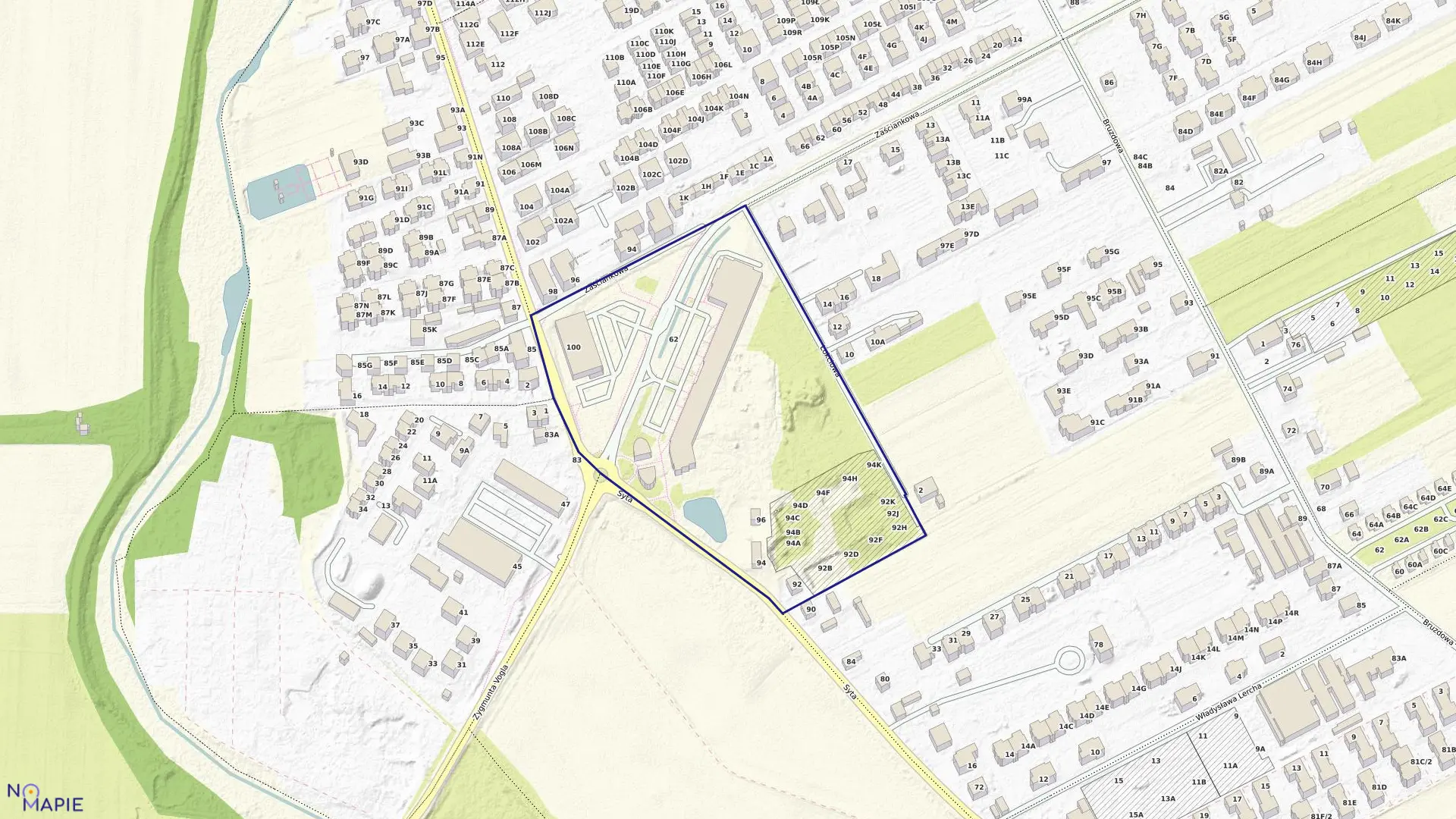 Mapa obrębu 1-06-22 w mieście Warszawa