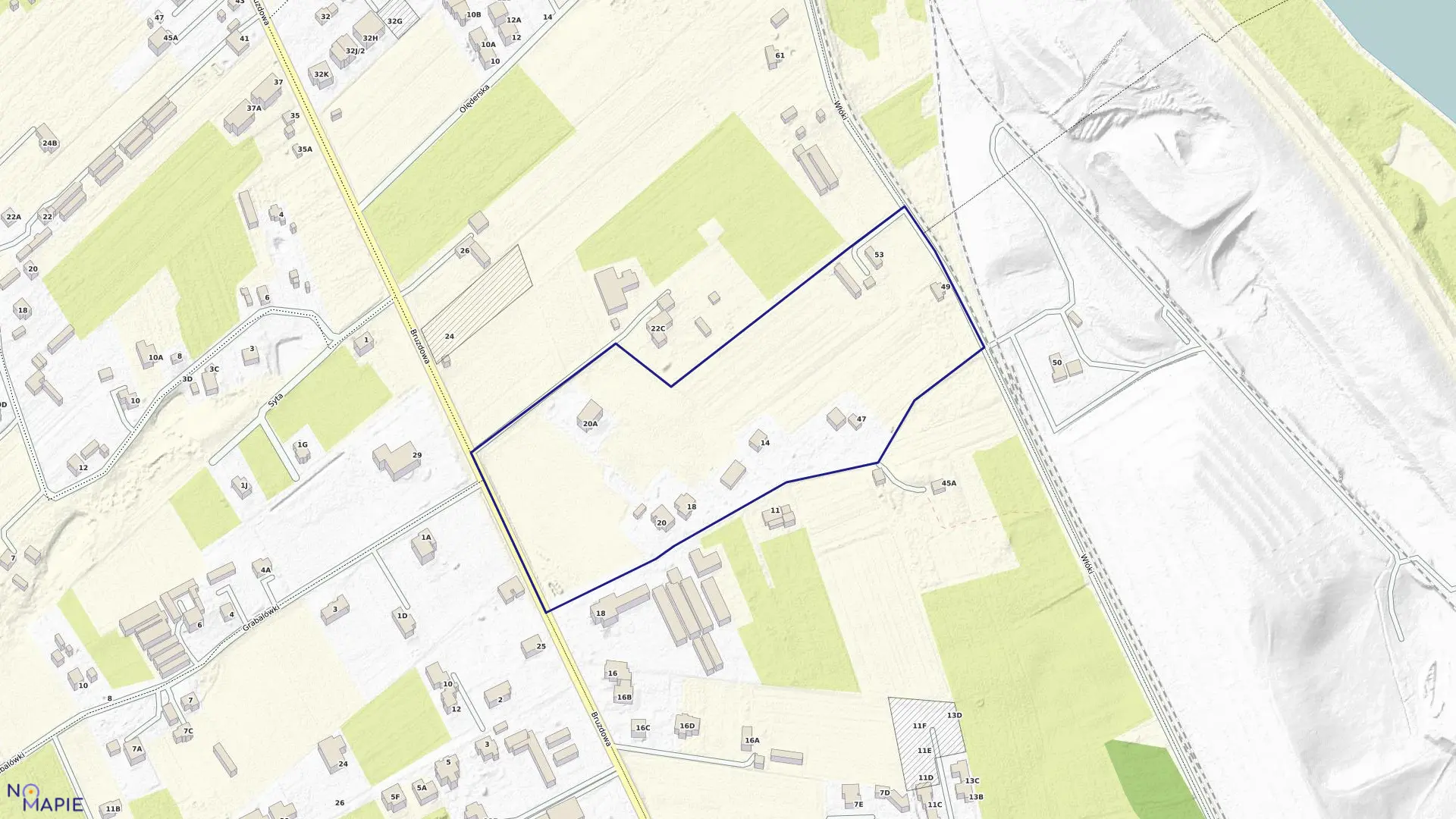 Mapa obrębu 1-06-52 w mieście Warszawa