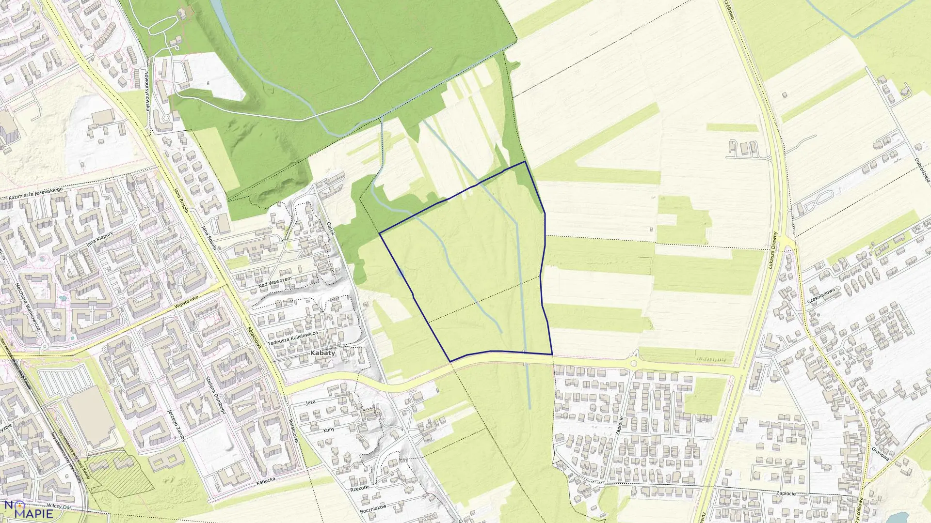 Mapa obrębu 1-06-55 w mieście Warszawa