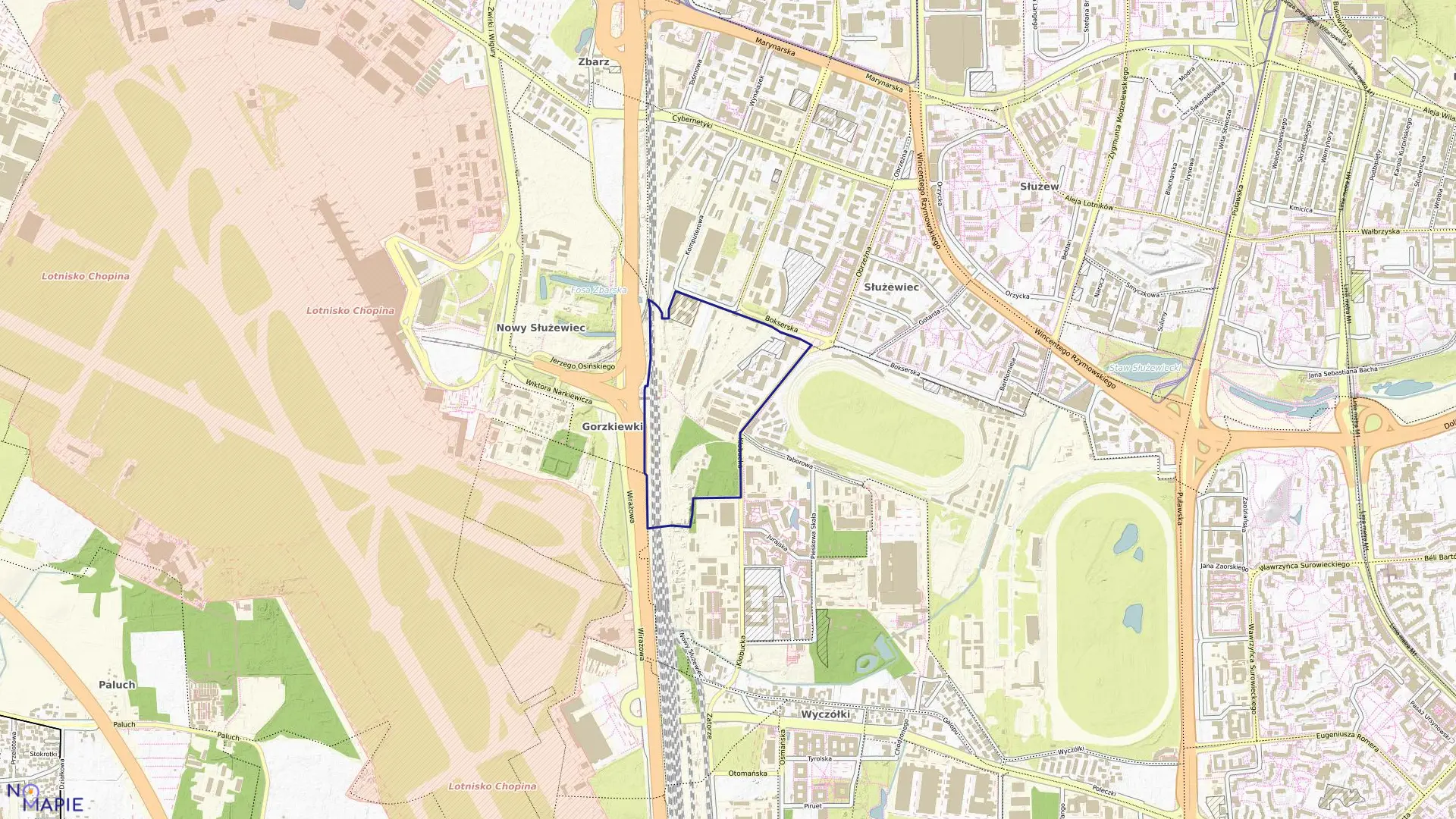 Mapa obrębu 1-08-14 w mieście Warszawa