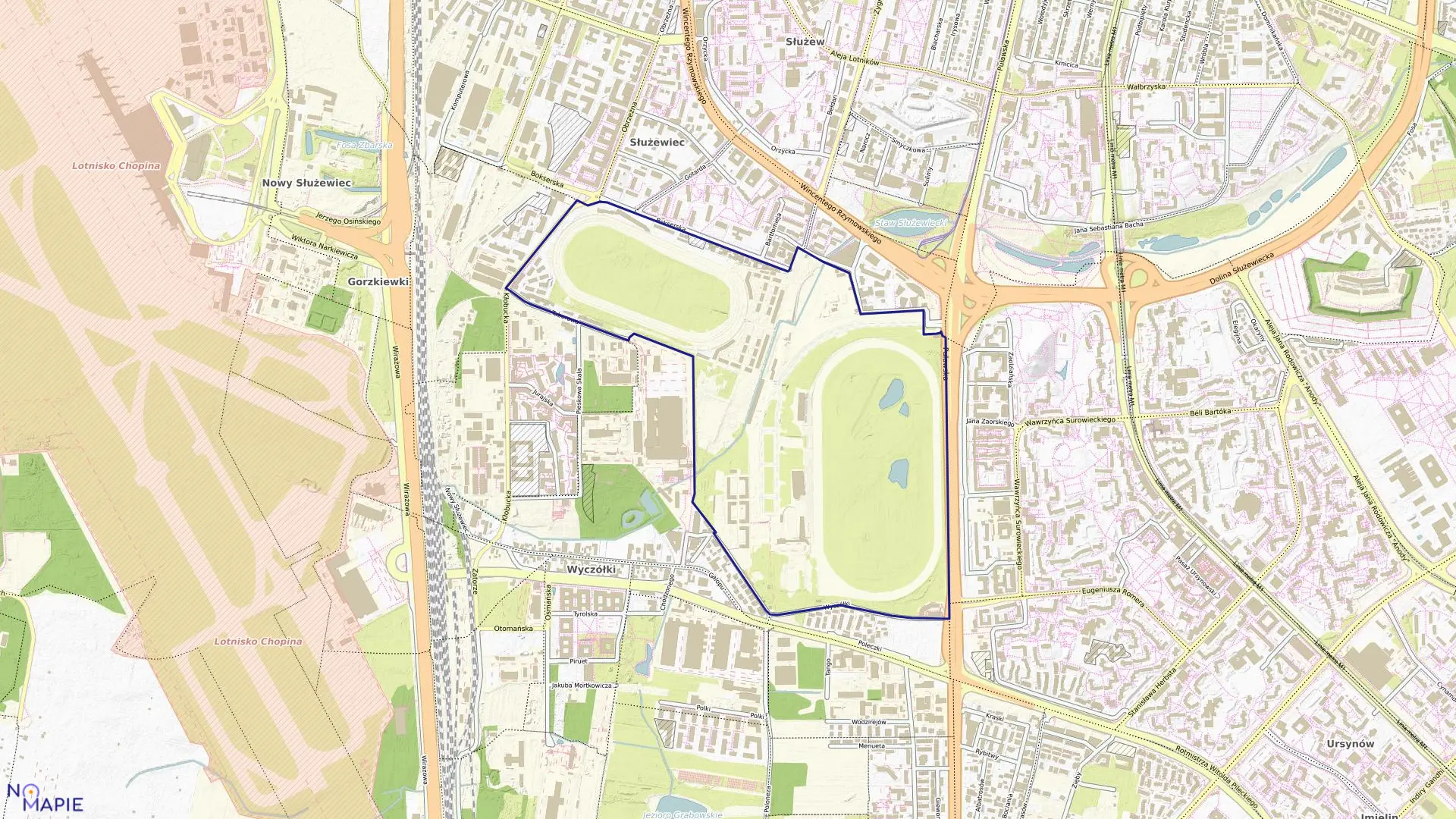 Mapa obrębu 1-08-15 w mieście Warszawa