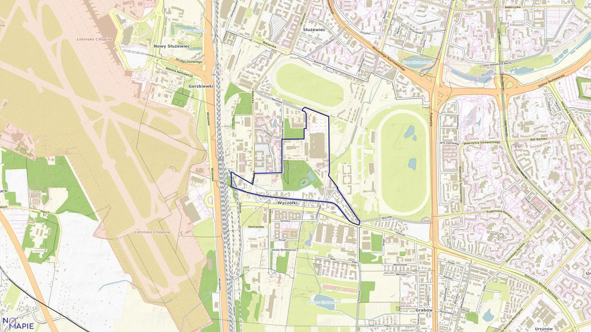 Mapa obrębu 1-08-18 w mieście Warszawa