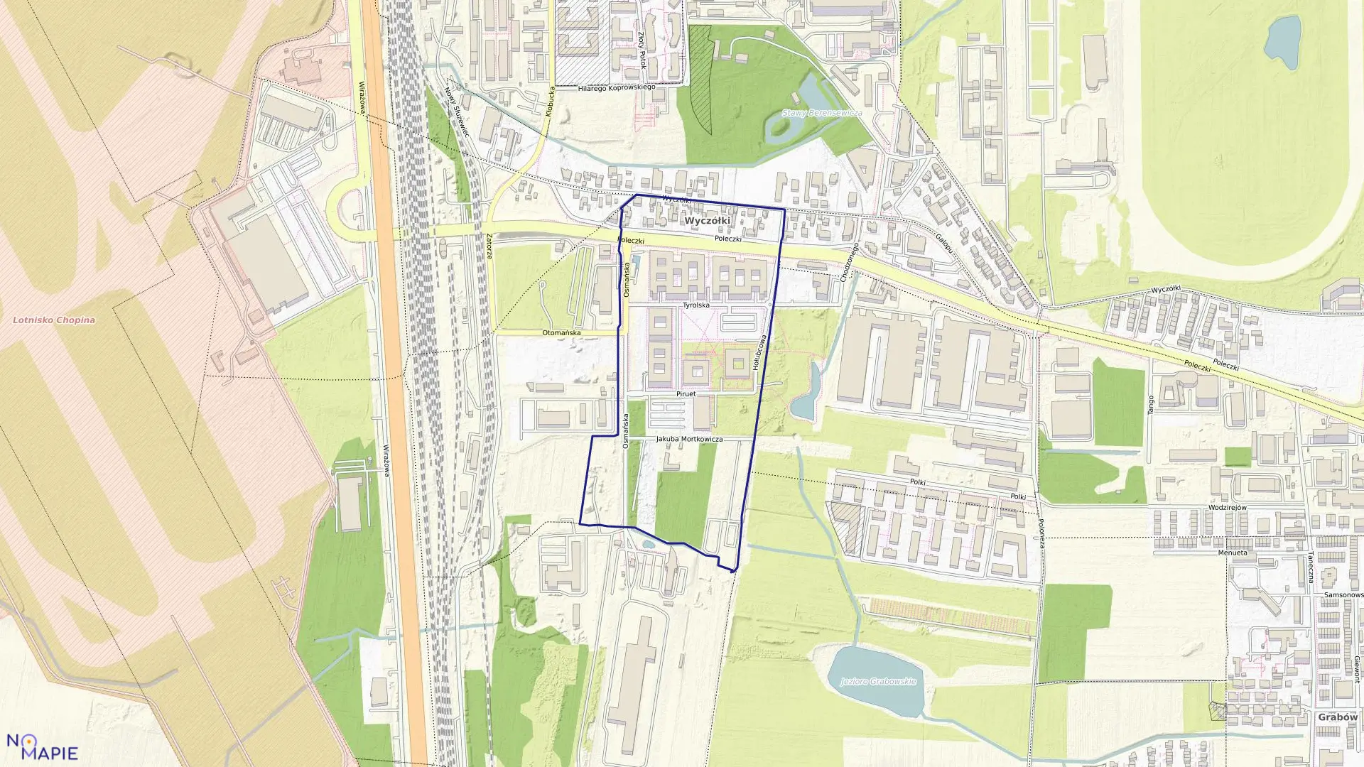 Mapa obrębu 1-08-21 w mieście Warszawa