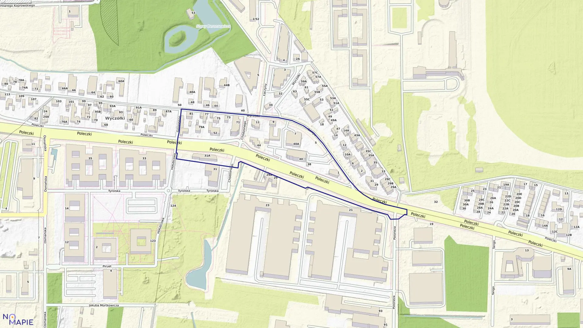 Mapa obrębu 1-08-22 w mieście Warszawa