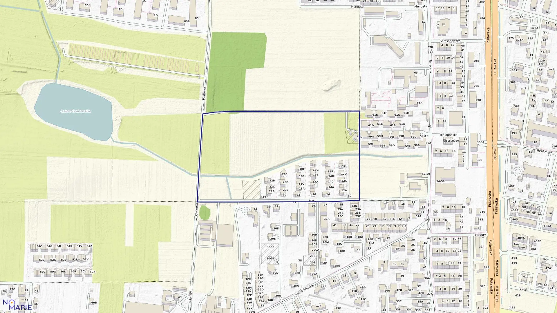 Mapa obrębu 1-08-30 w mieście Warszawa