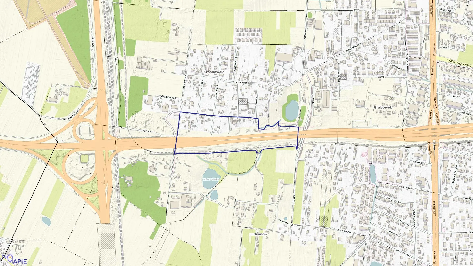 Mapa obrębu 1-08-36 w mieście Warszawa