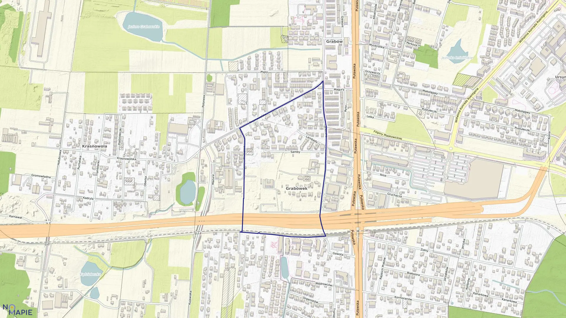 Mapa obrębu 1-08-38 w mieście Warszawa