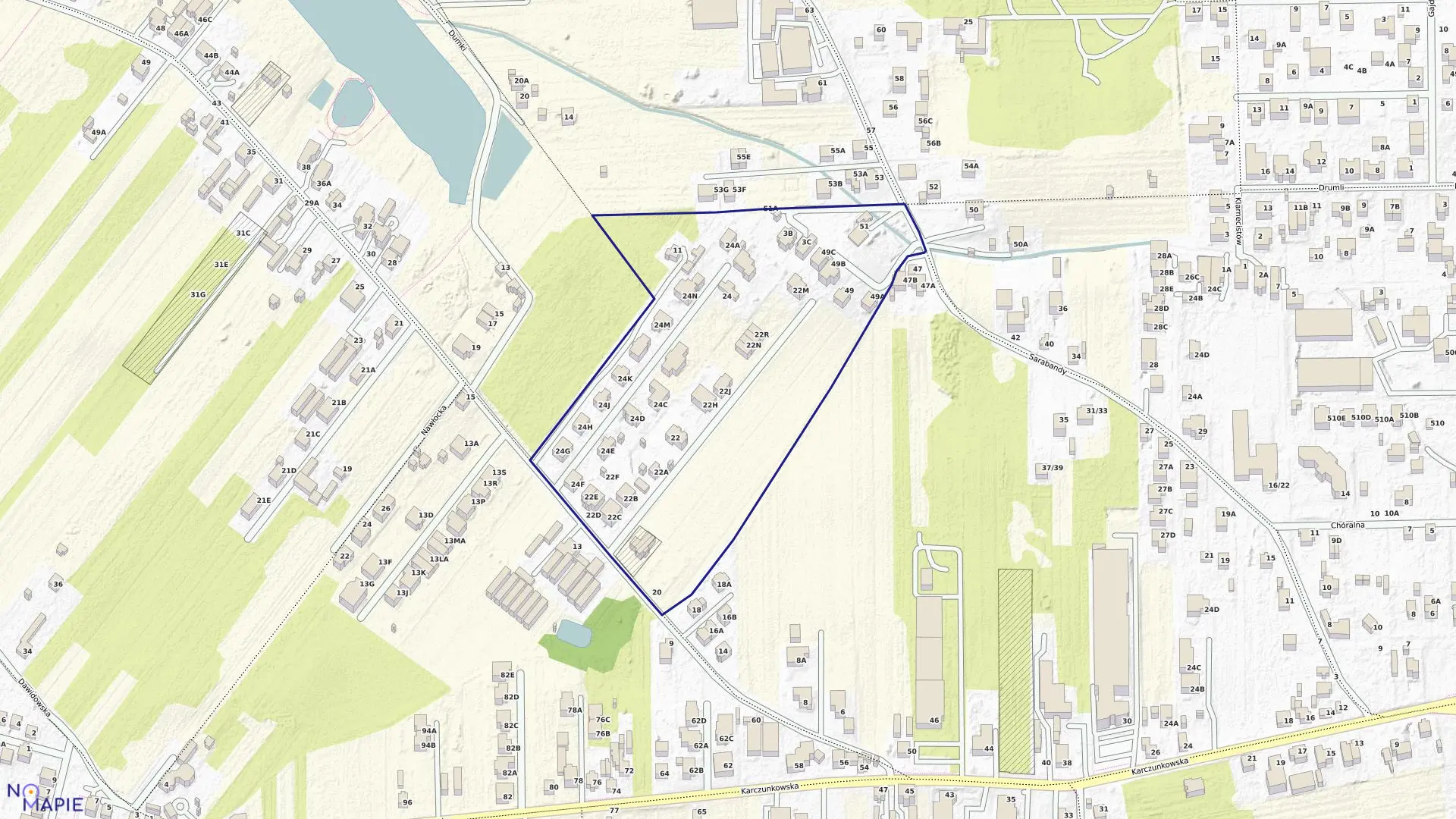 Mapa obrębu 1-09-64 w mieście Warszawa